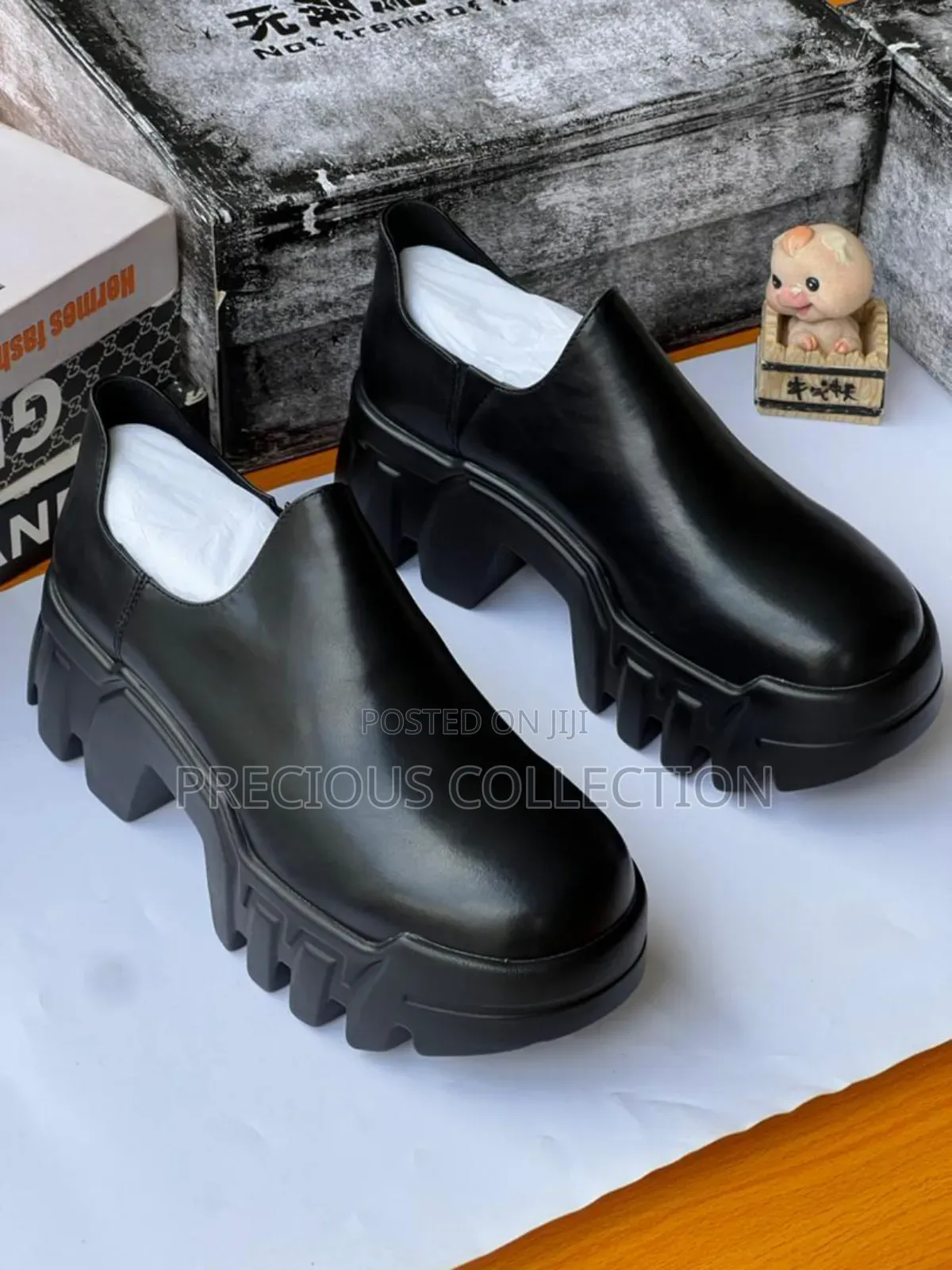 Chunky Sole Lace Up Men's Black Shoes
