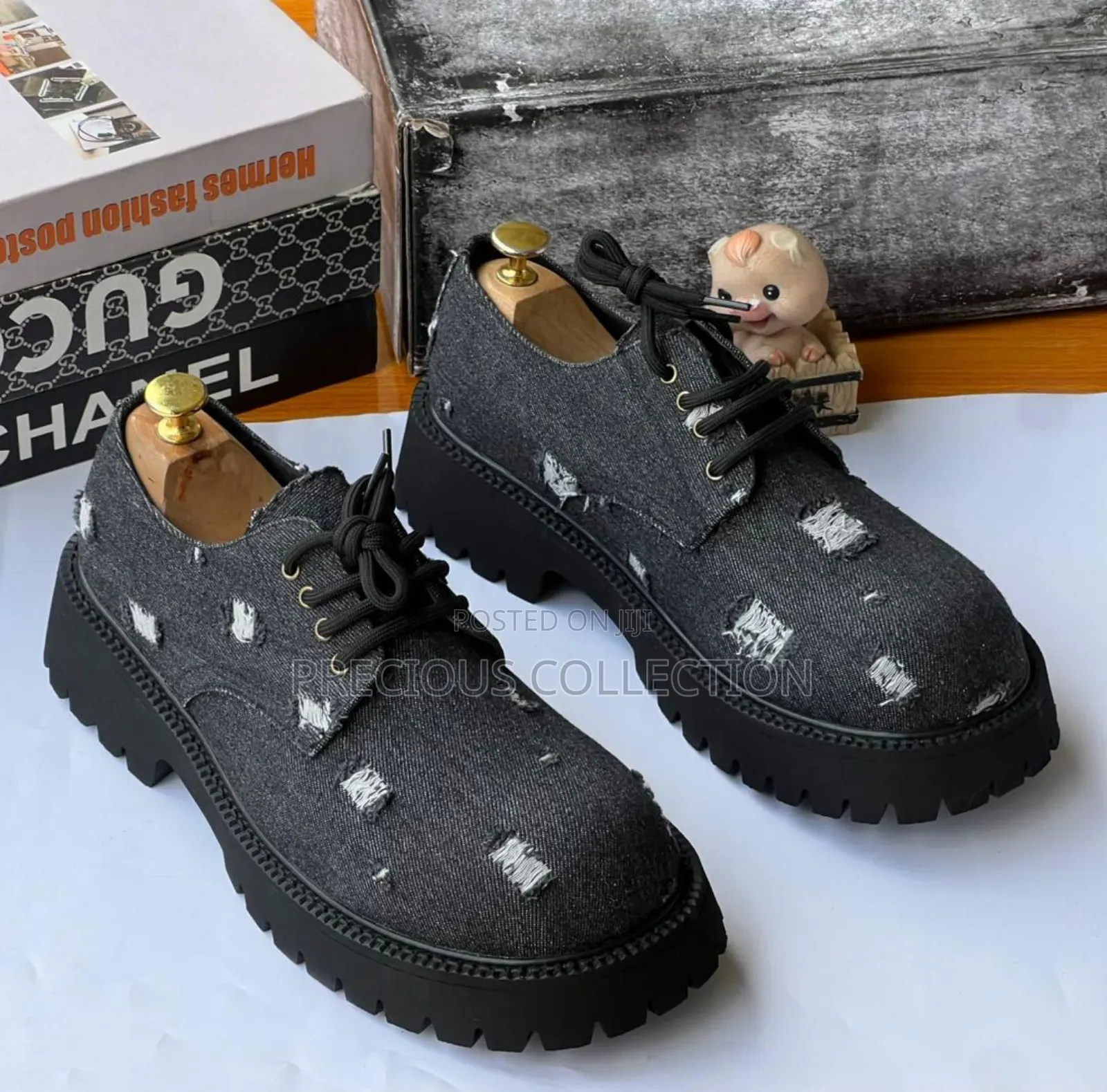 Chunky Sole Lace Up Men's Black Shoes