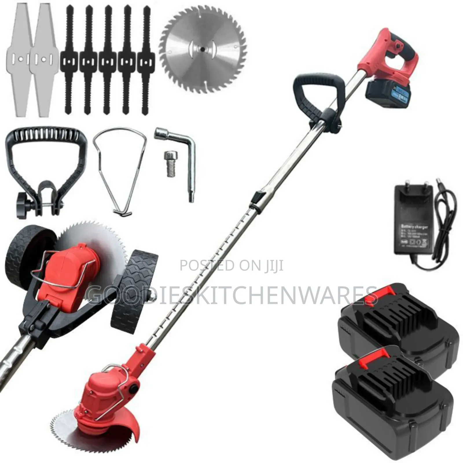 Rechargeable Grass Cutter and Mower With Tyre and Double Battery
