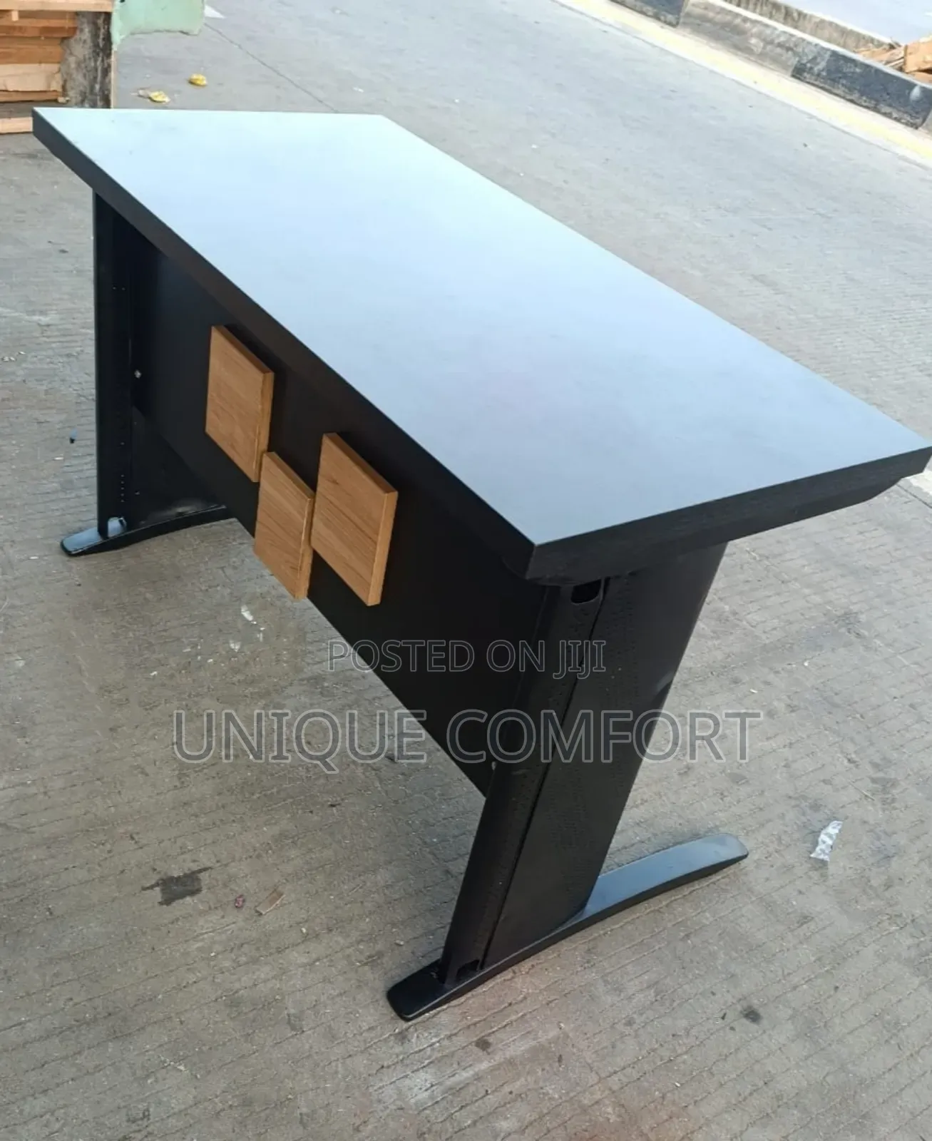 Imported Executive Office Table With Iron Stand and Mobile Drawer