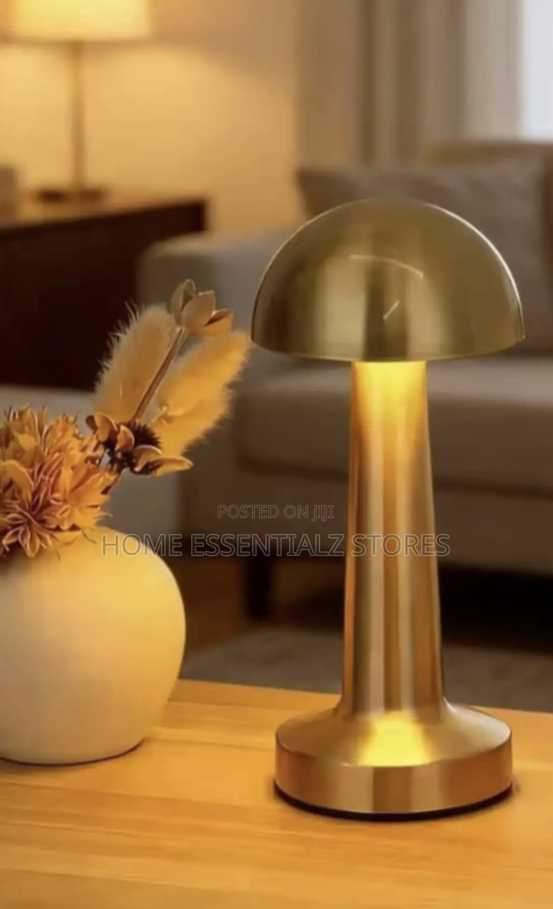 Rechargeable Round Base Touch Table Lamp - Mushroom Table Lamp