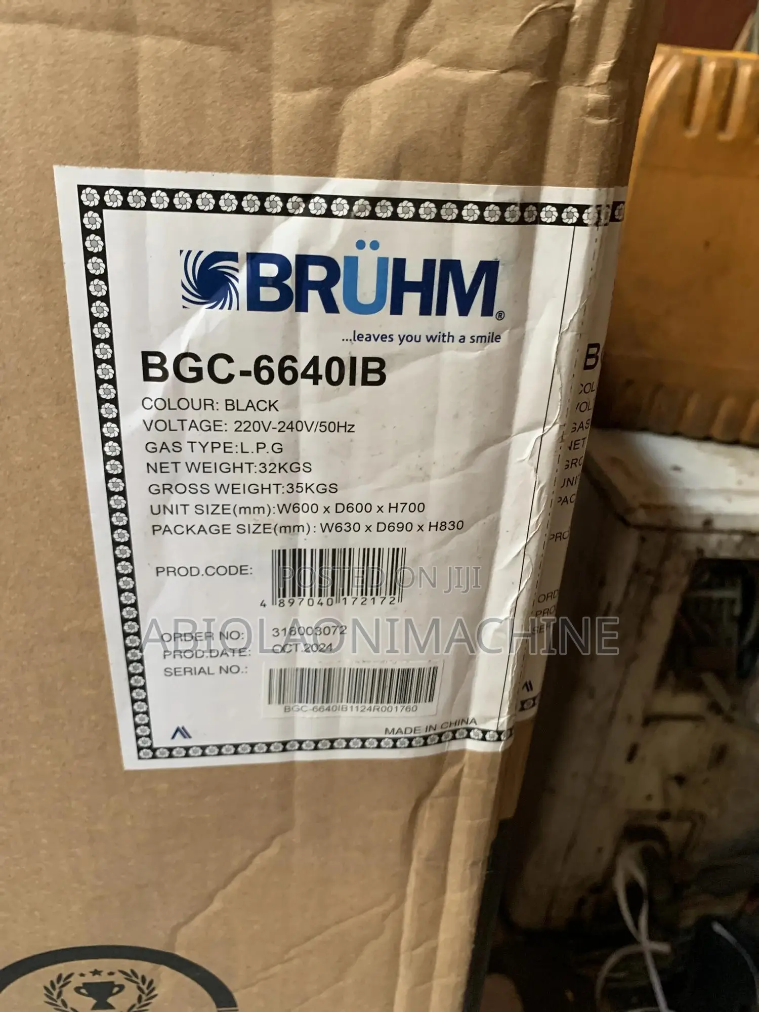 Bruhim 60x60cm Standing Gas Cooker