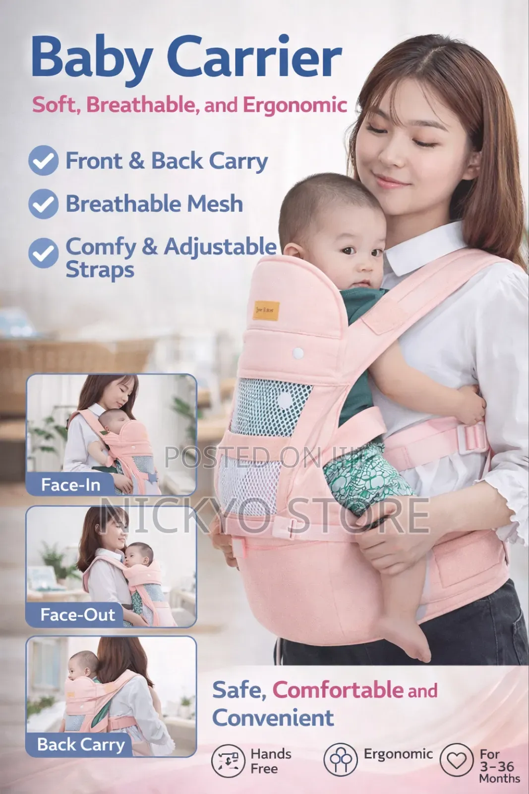 Ergonomic Baby Carrier (Front Back Use)