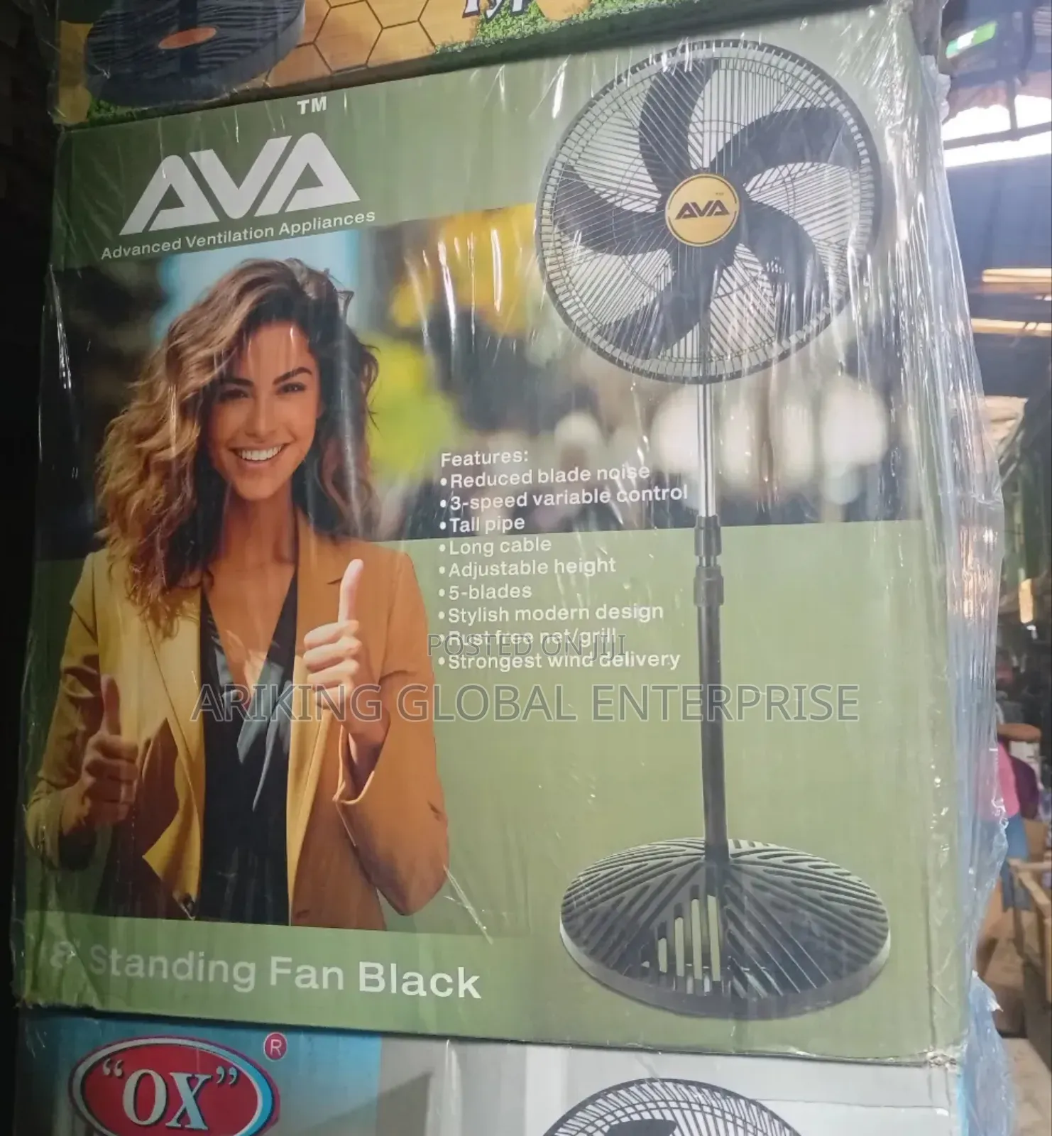 5-Blade Adjustable Height Standing Fan.