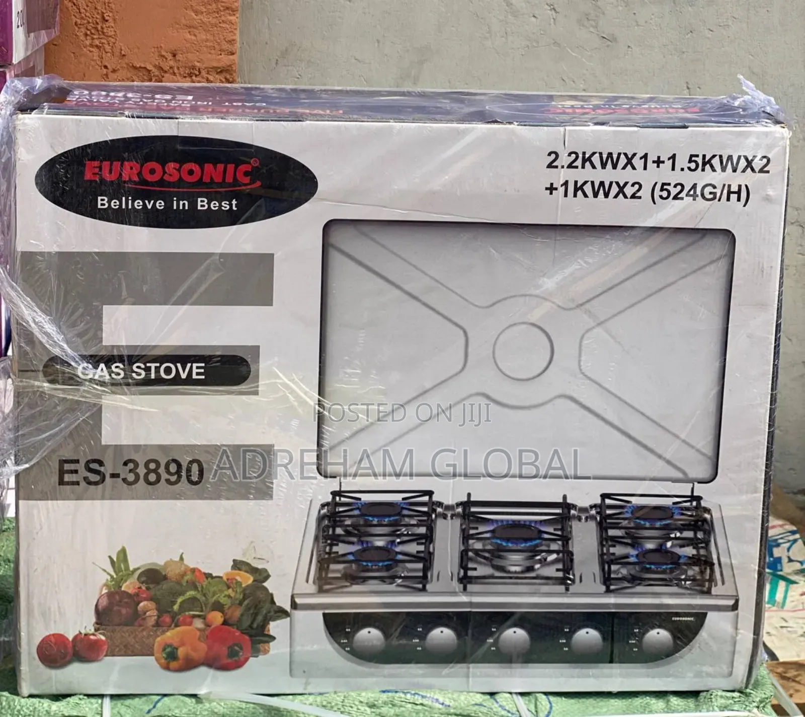 Eurosonics Es 3890 Five Face Table Gas Burner With Cover
