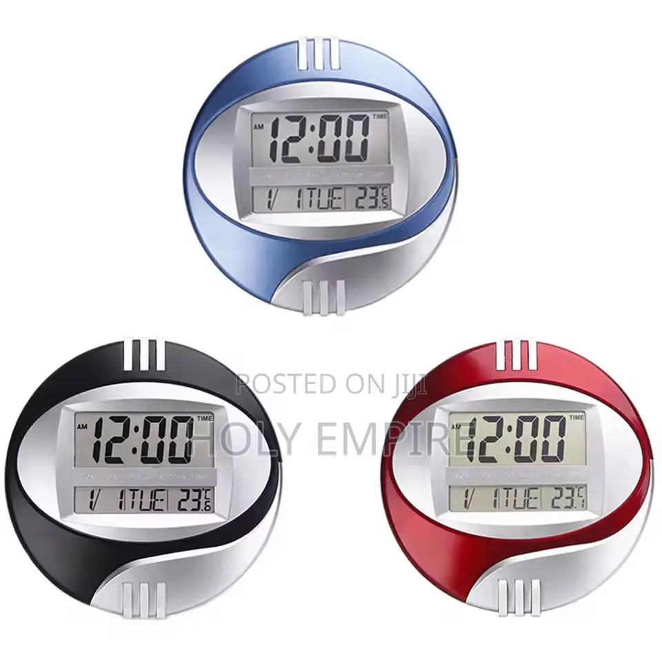 Large Display LCD Digital Wall Clock Black Led Screen Alarm Clock
