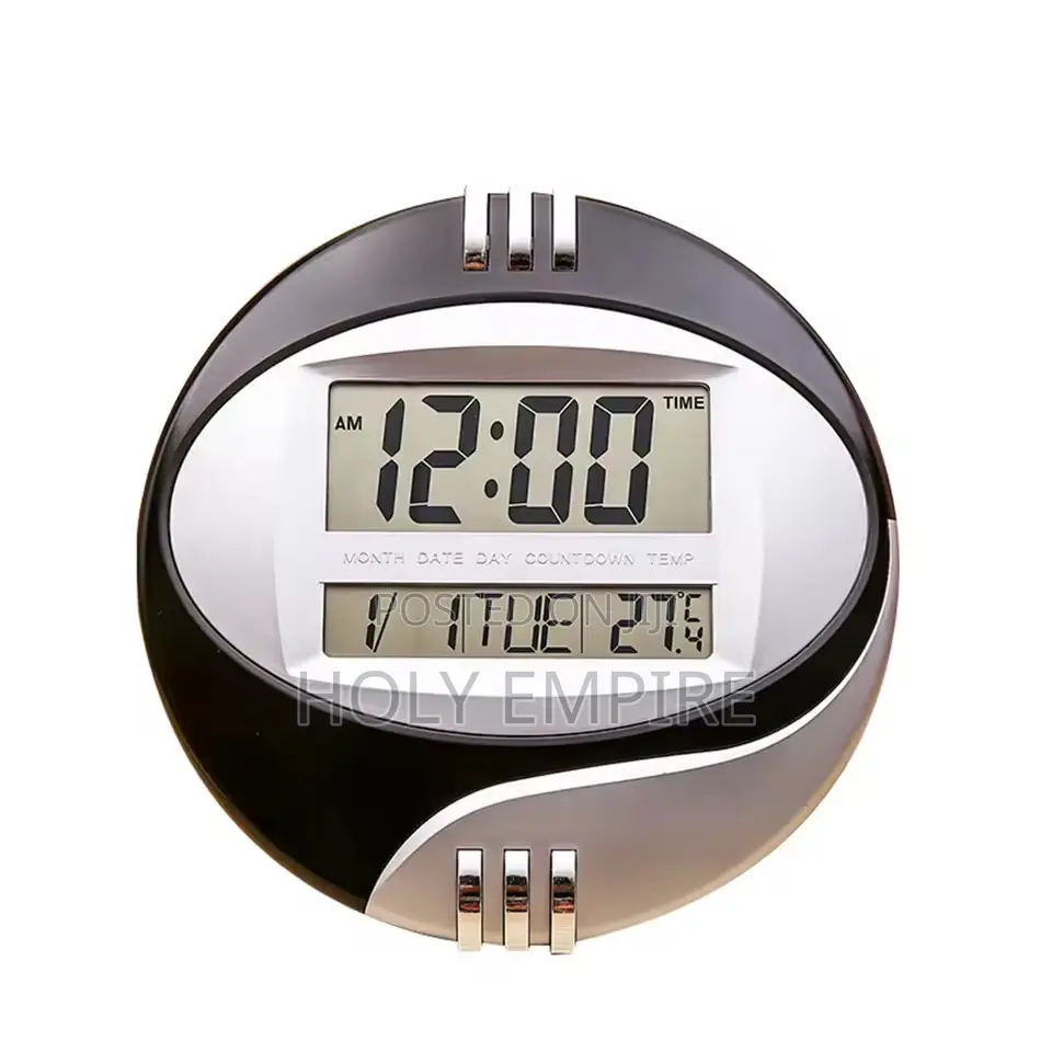 Large Display LCD Digital Wall Clock Black Led Screen Alarm Clock