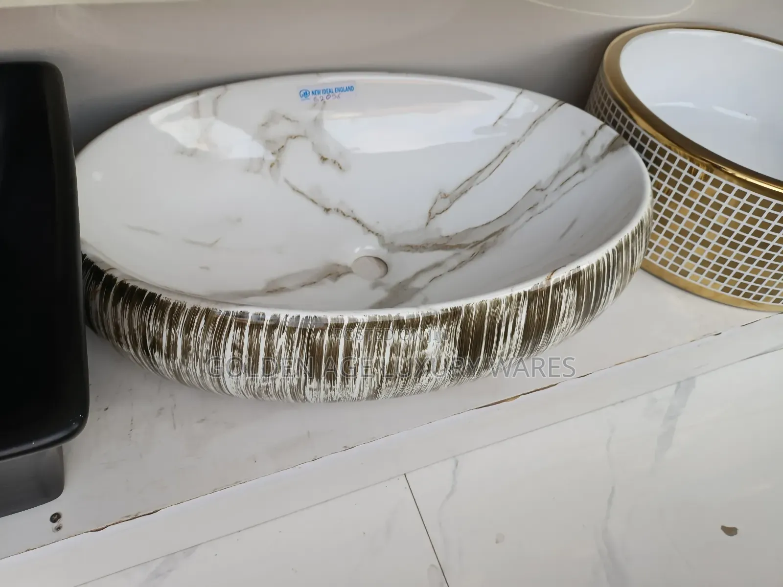 Marble White Egg Shape Countertop Basin