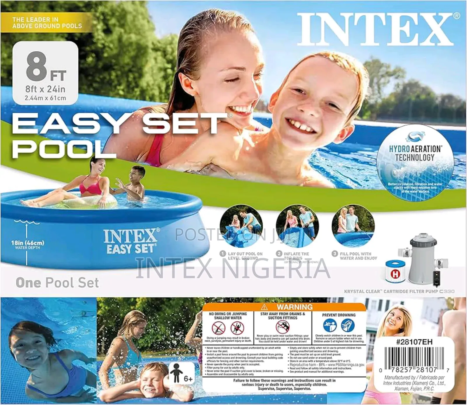 Intex Inflatable Easy Set Swimming Pool ( 8ft X 24 Inches )