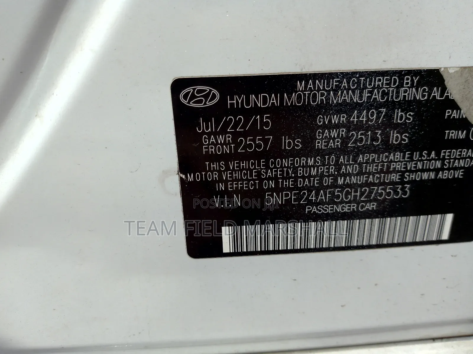 Hyundai Sonata SE 4dr Sedan (2.4L 4cyl 6A) 2015 White