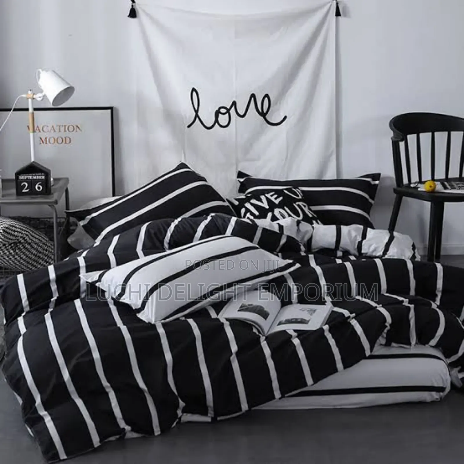 Delight Black and White Striped Duvet Only 6x6 (No Bedsheet Pillow)