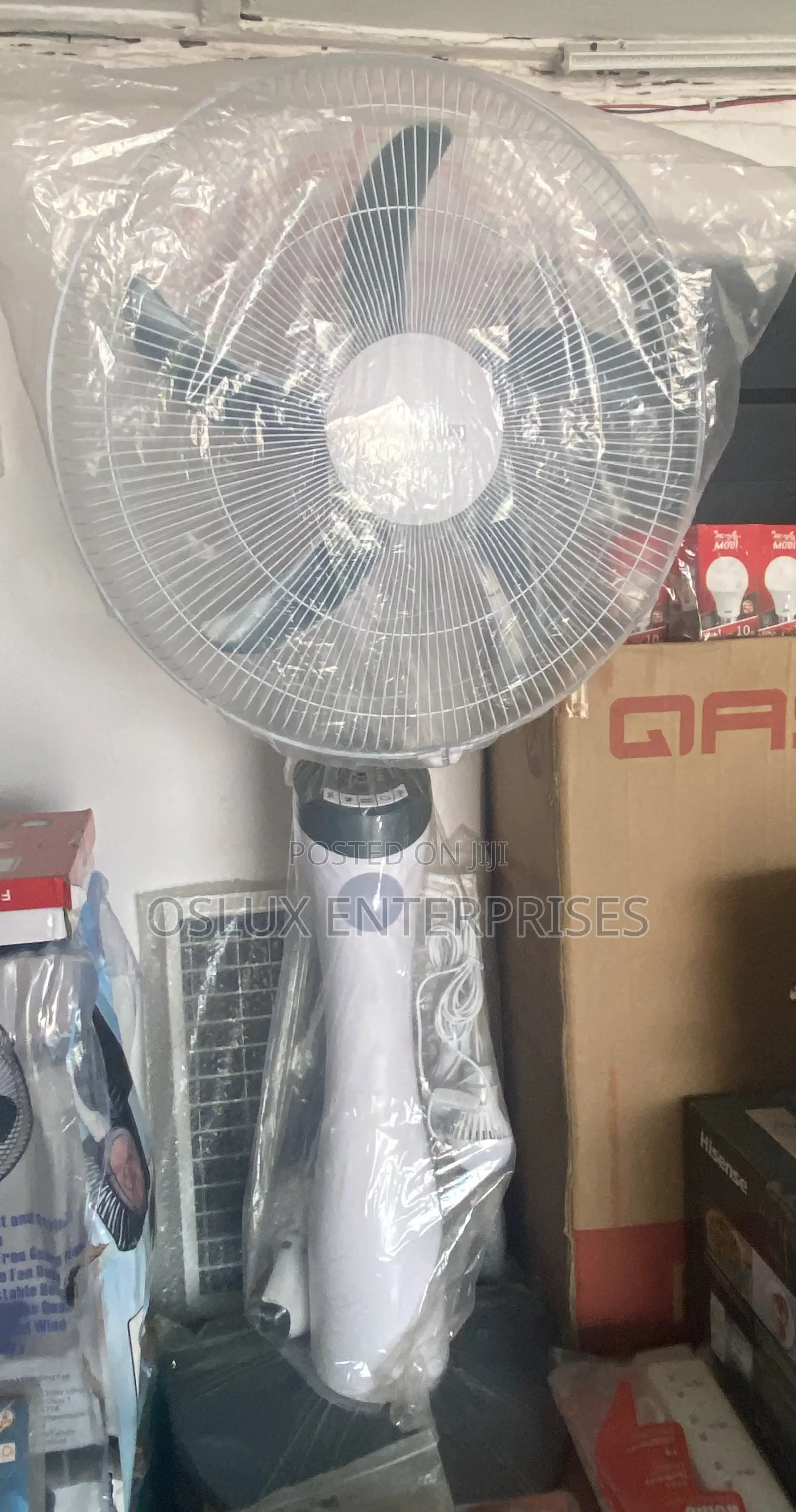 Qasa 3in1 Rechargeable Fan (18”) With Panel and Two Bulb.(Curvy)