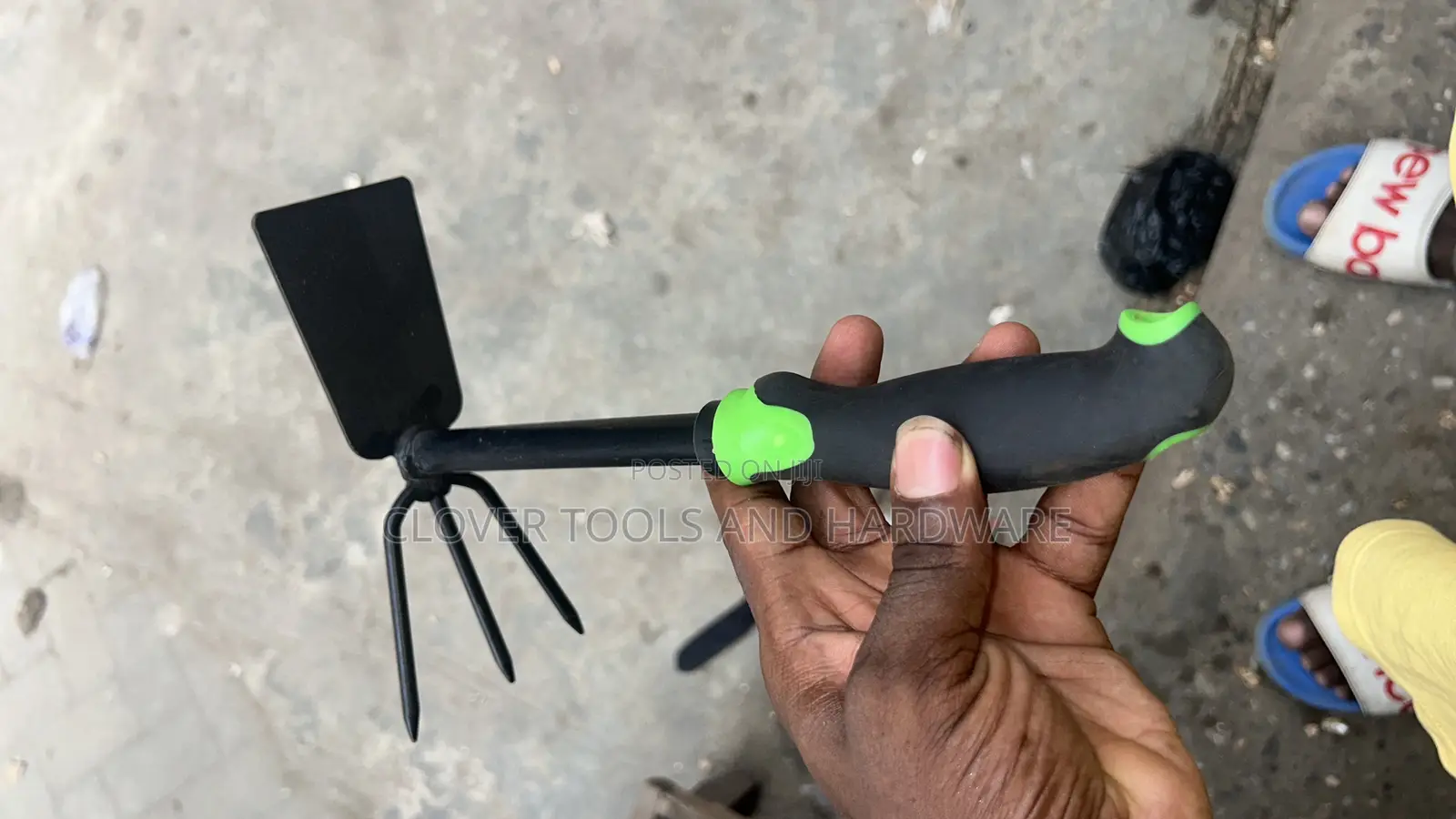 Double-Headed Hand Garden Hoe and Cultivator Combo Tool.