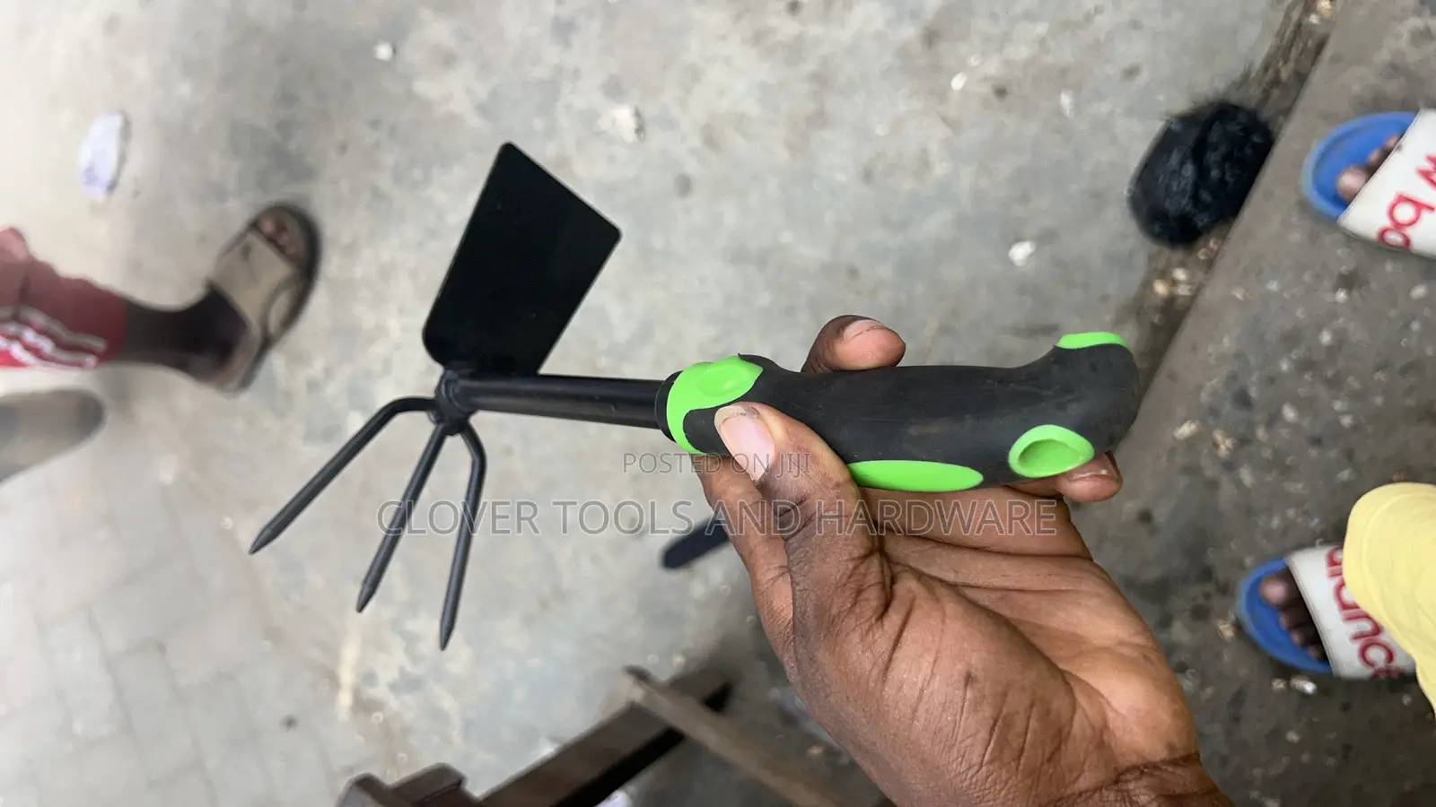 Double-Headed Hand Garden Hoe and Cultivator Combo Tool.