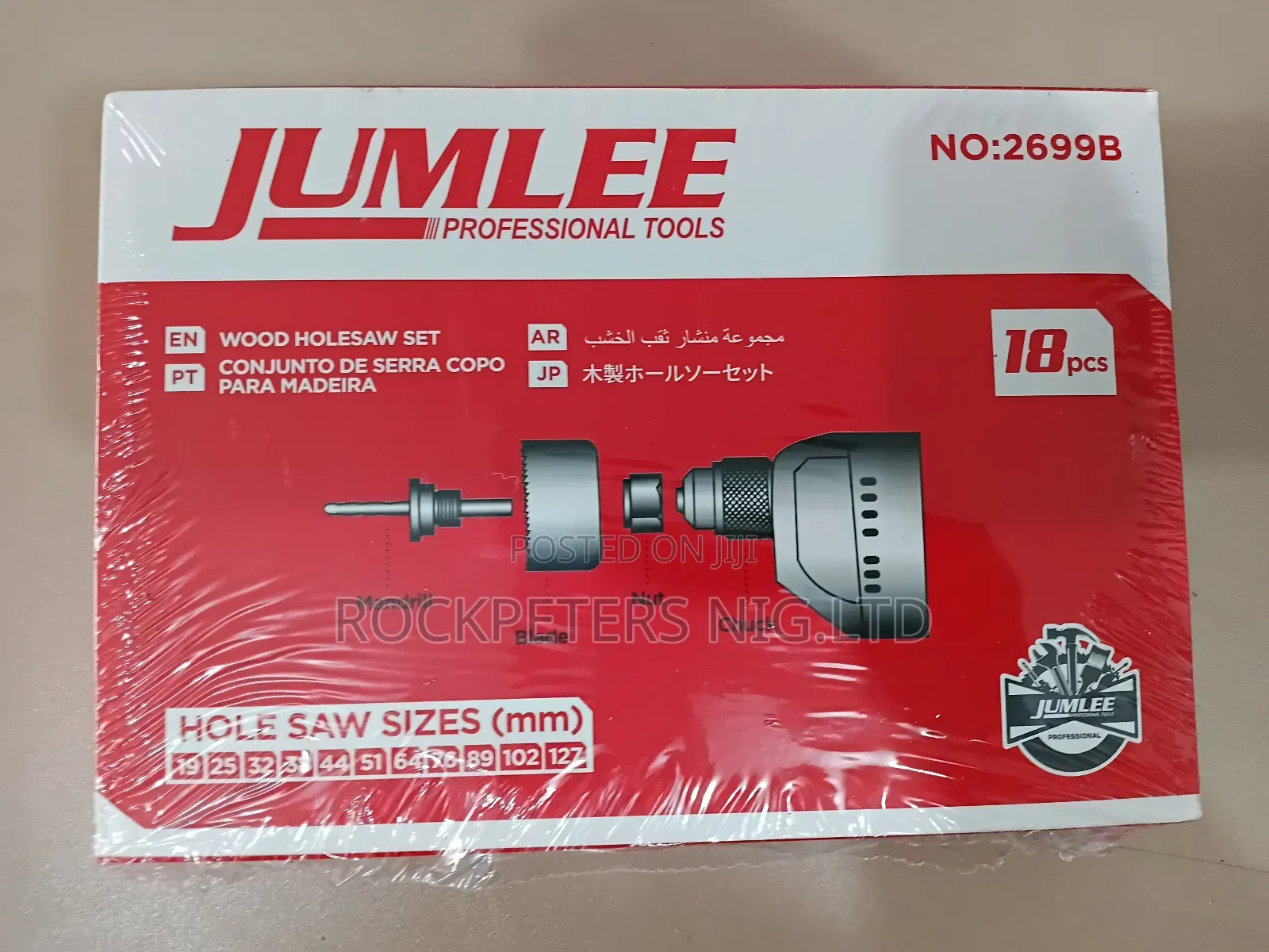 Jumlee 18-piece 19-127mm Wood Hole Saw Set.