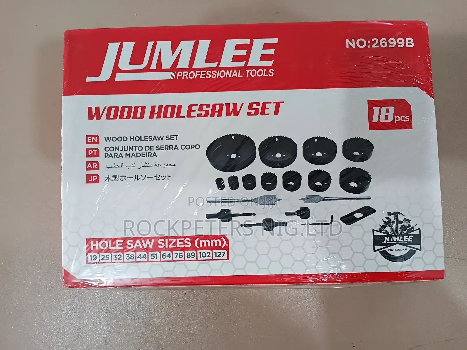 Jumlee 18-piece 19-127mm Wood Hole Saw Set.