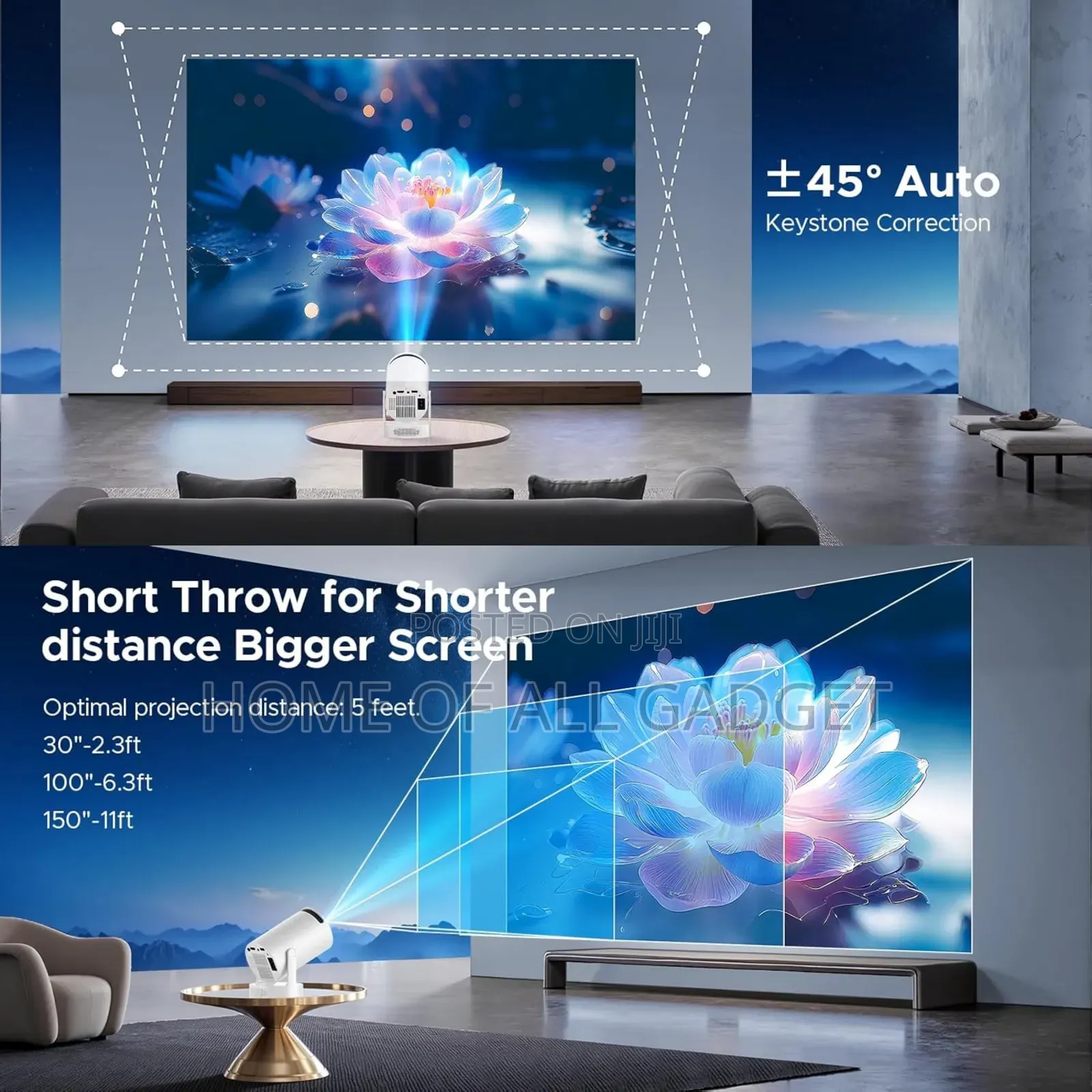 Portable Projectors Support 1080p , Rechargeable Battery.