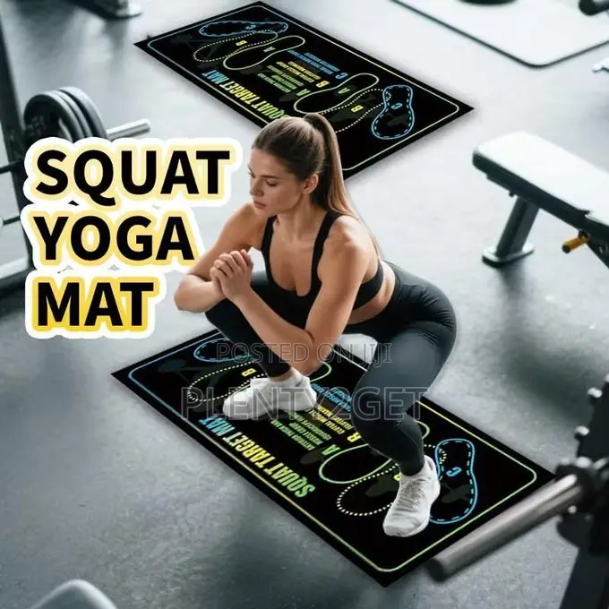 Durable Squat Mat, Home Fitness Yoga Exercise Mat - Black With White T