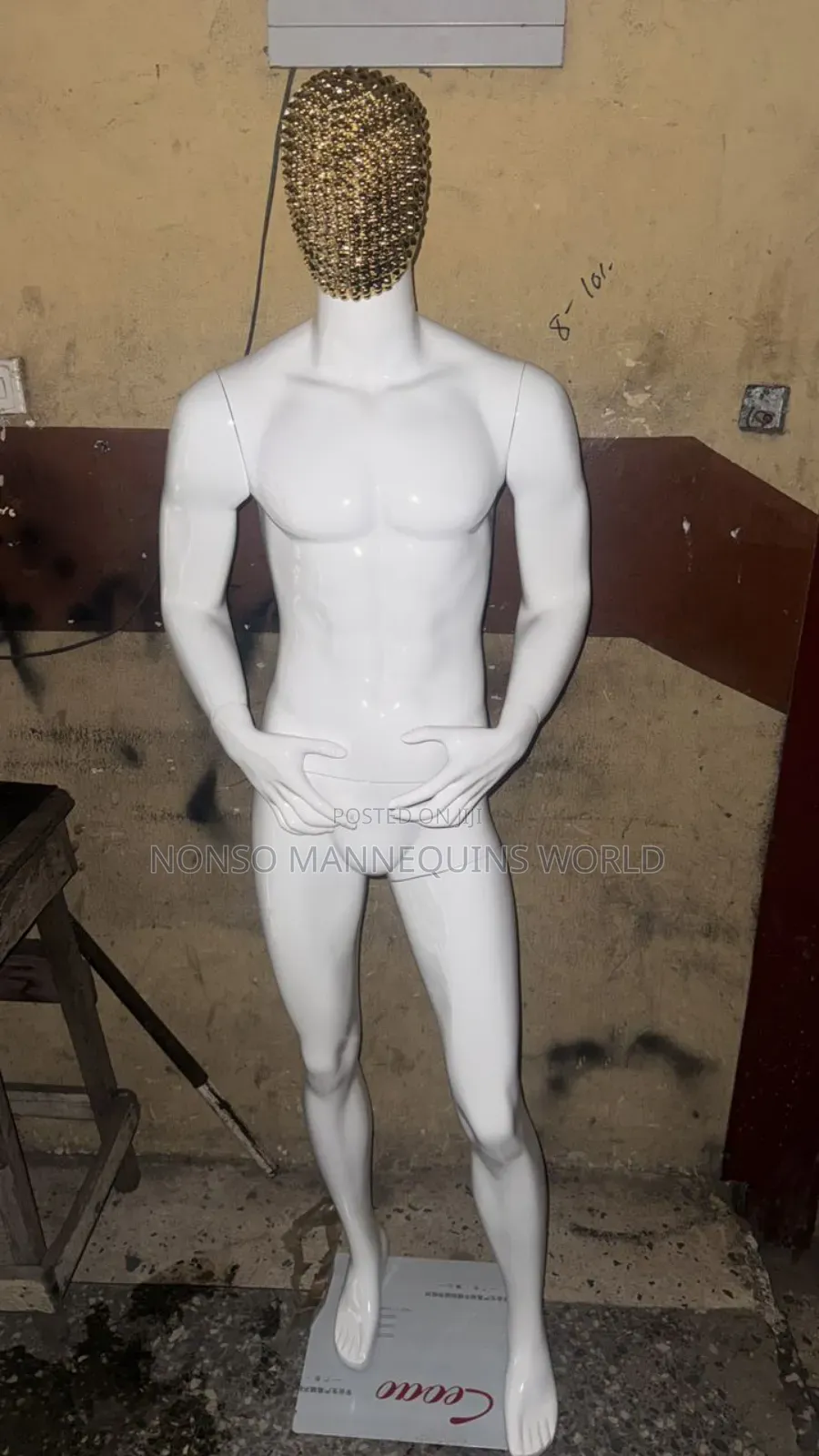 Stone Face White Fibre Glossy Male Mannequin
