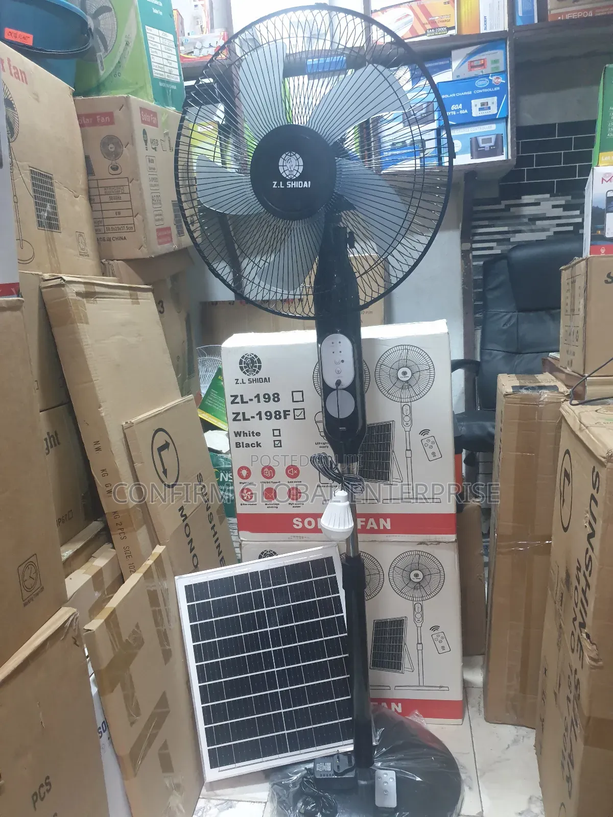 16" Inches Solar Rechargeable Standing Fan