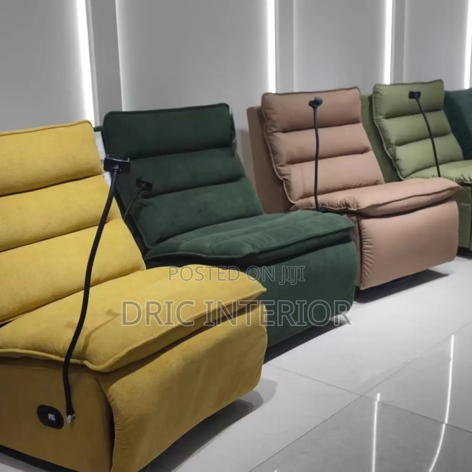Green Fabric Electric Reclining Chair With Phone Holder