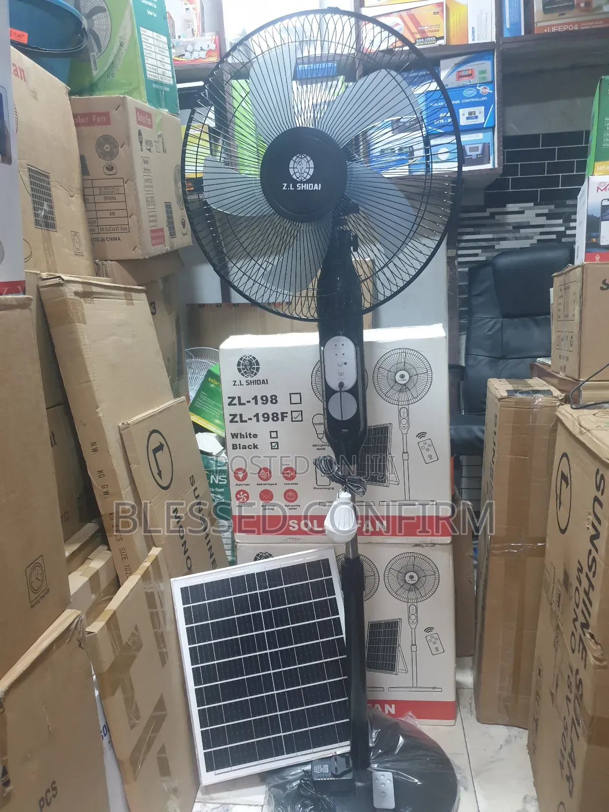 Powerful 16" Solar Rechargeable Standing Fan With Solar Panel