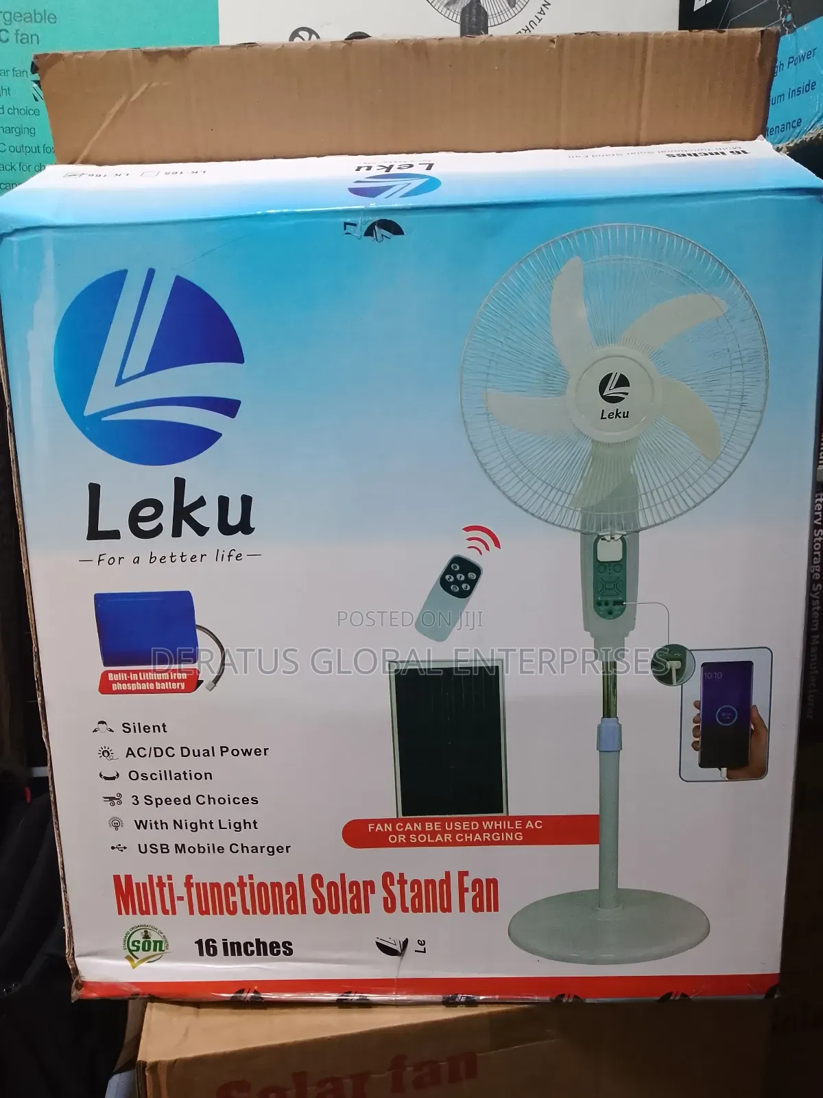 16" Standing Fan Rechargeable 16"