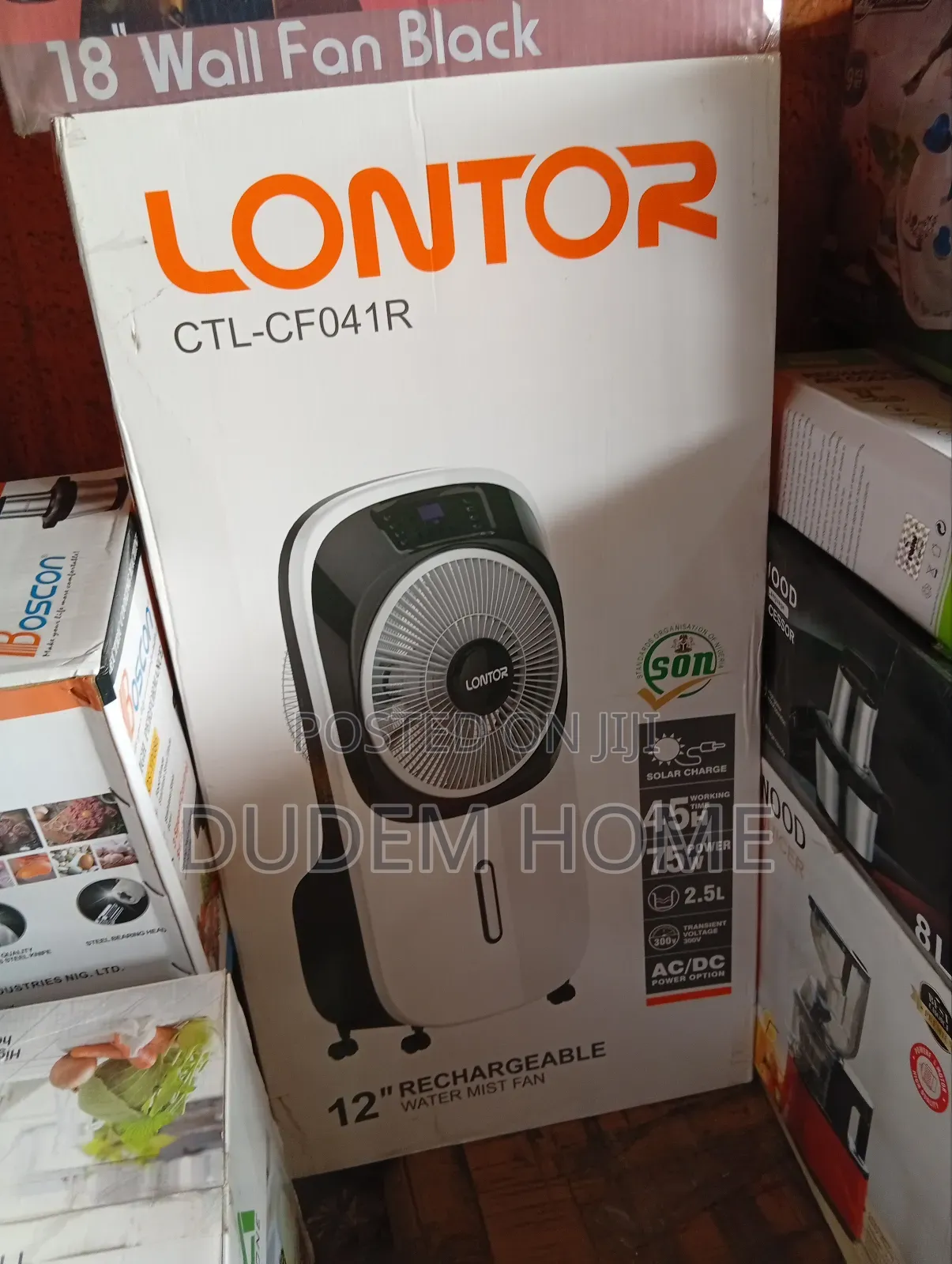 Lontor 12 Inches Rechargeable Water Mist Fan