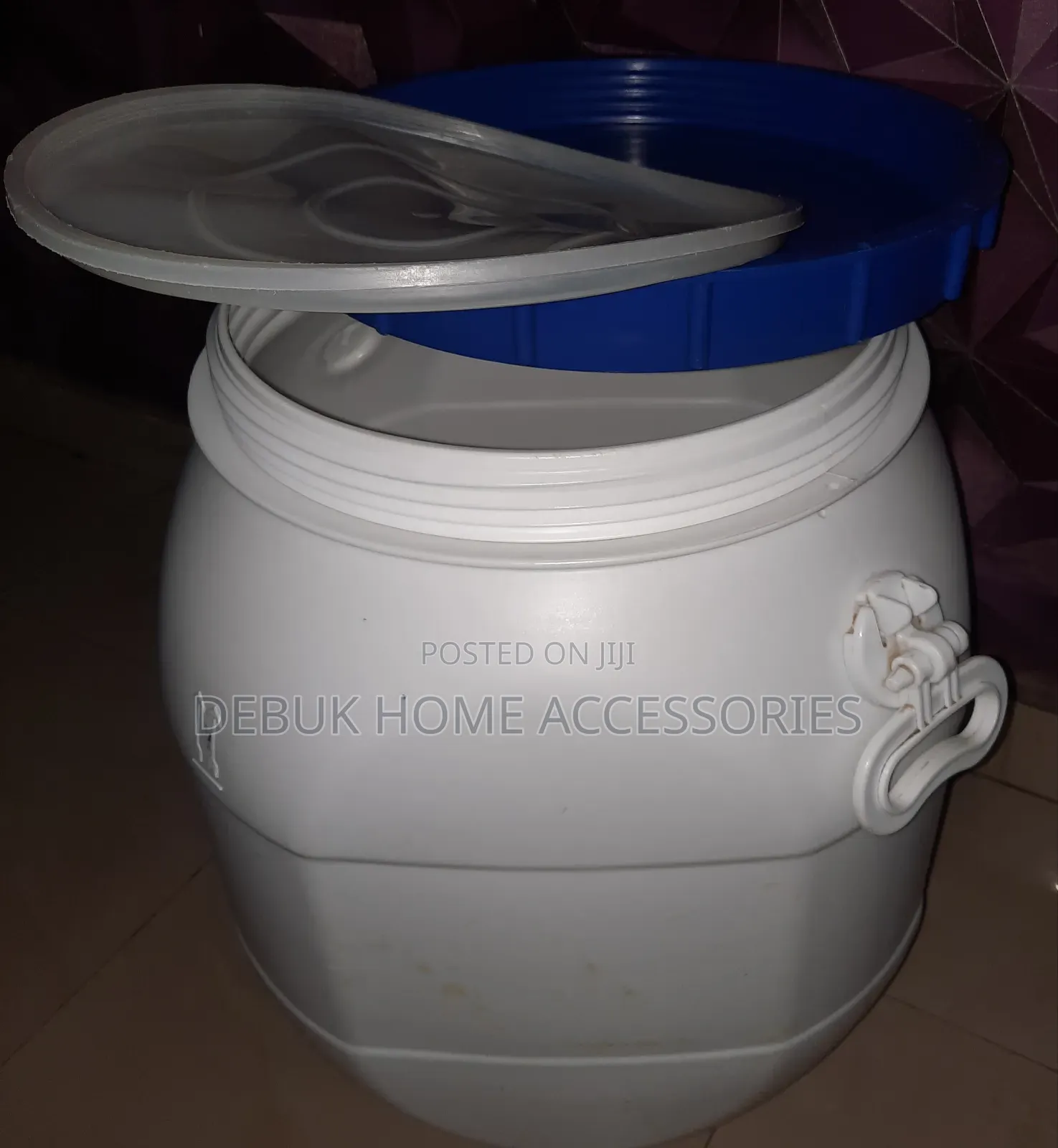 White 50 Litres Drum With Inner Cover