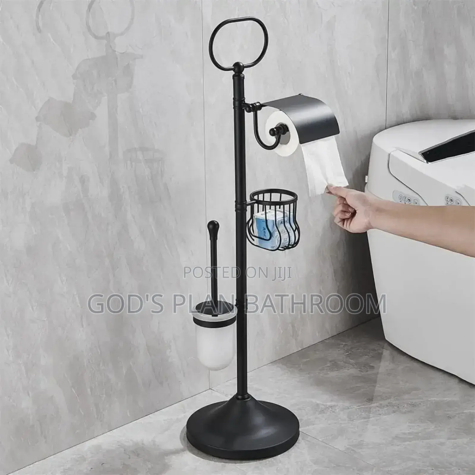 Square Floor Standing Brush With Tissue Pepper Holder