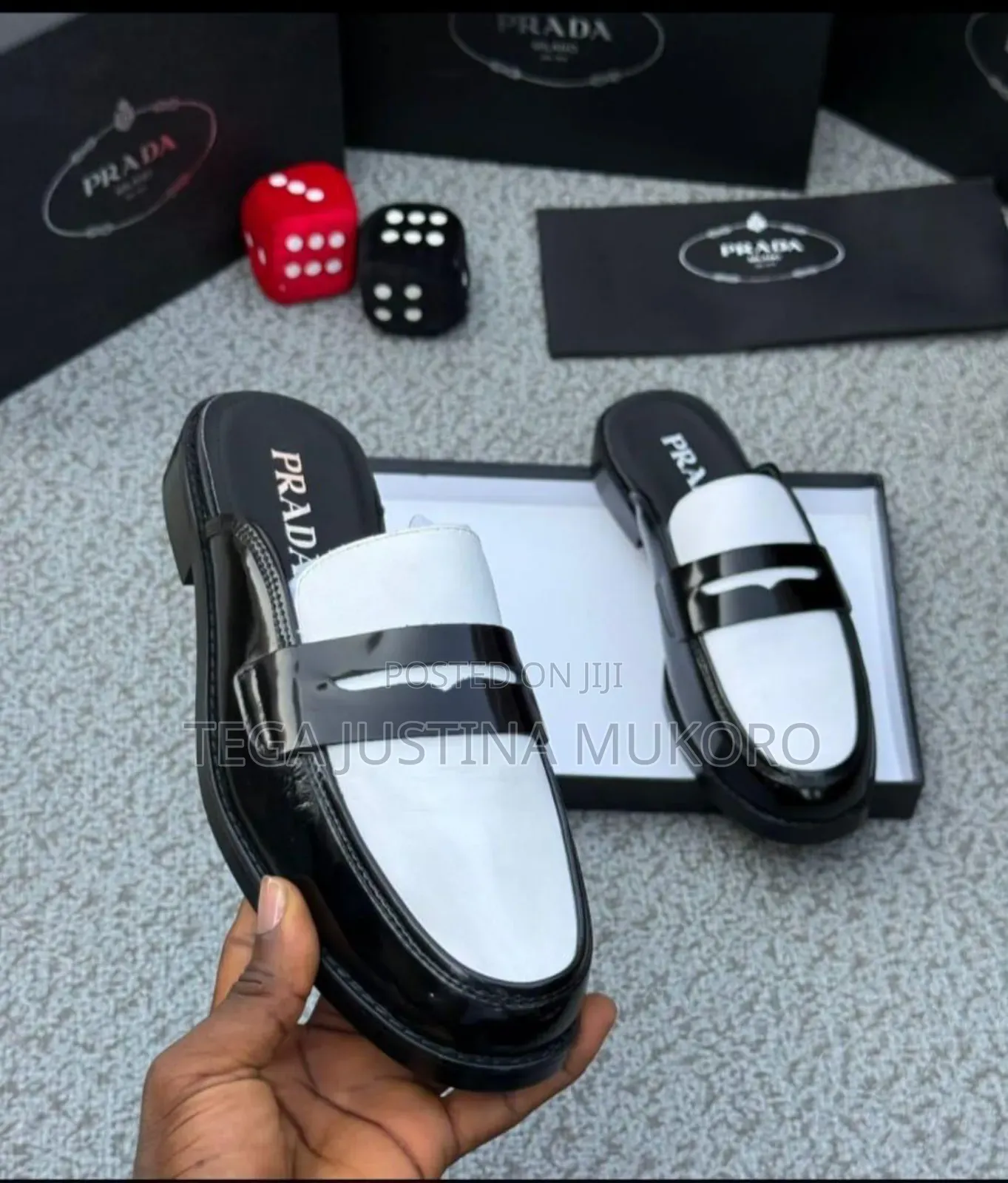 High Quality Prada Men's Glossy Leather Half Shoe
