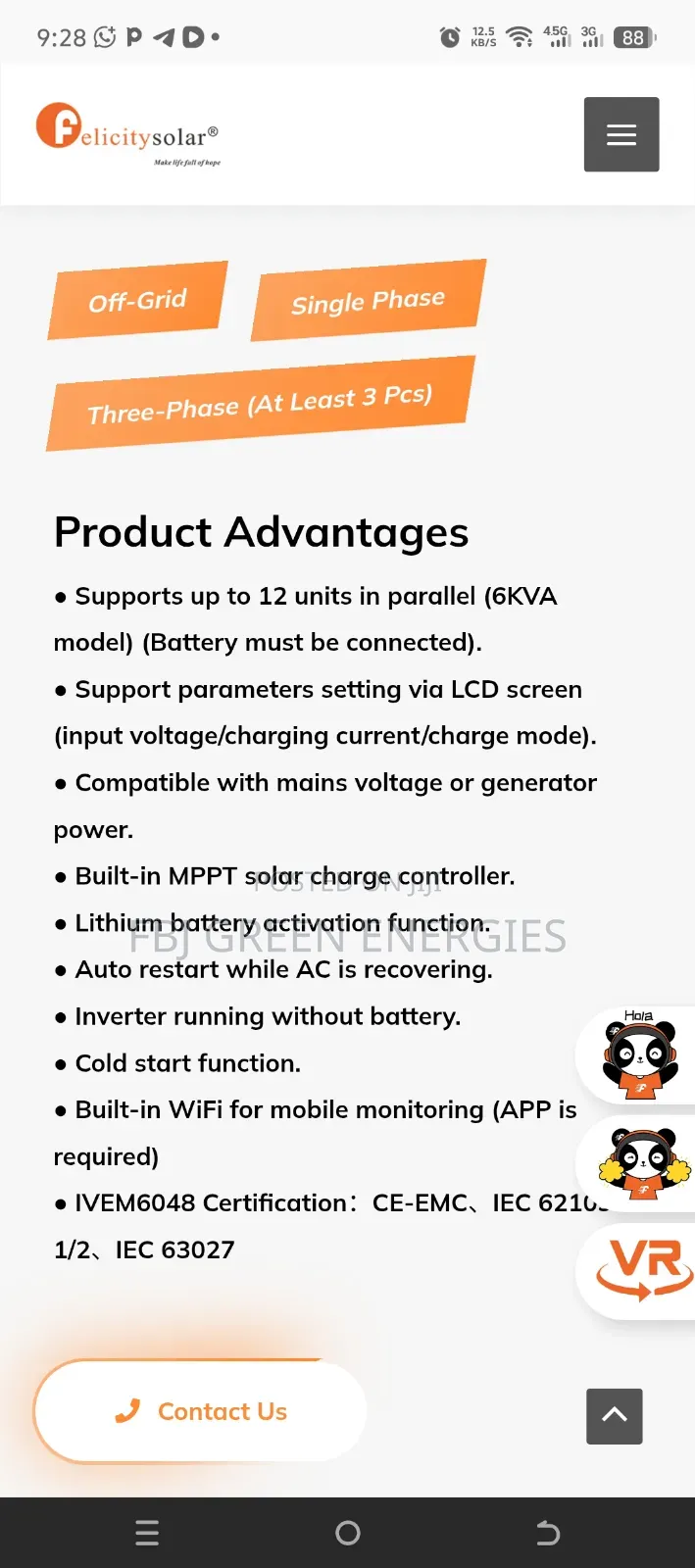 6kw {6000kva} Felicity Hybrid Inverter