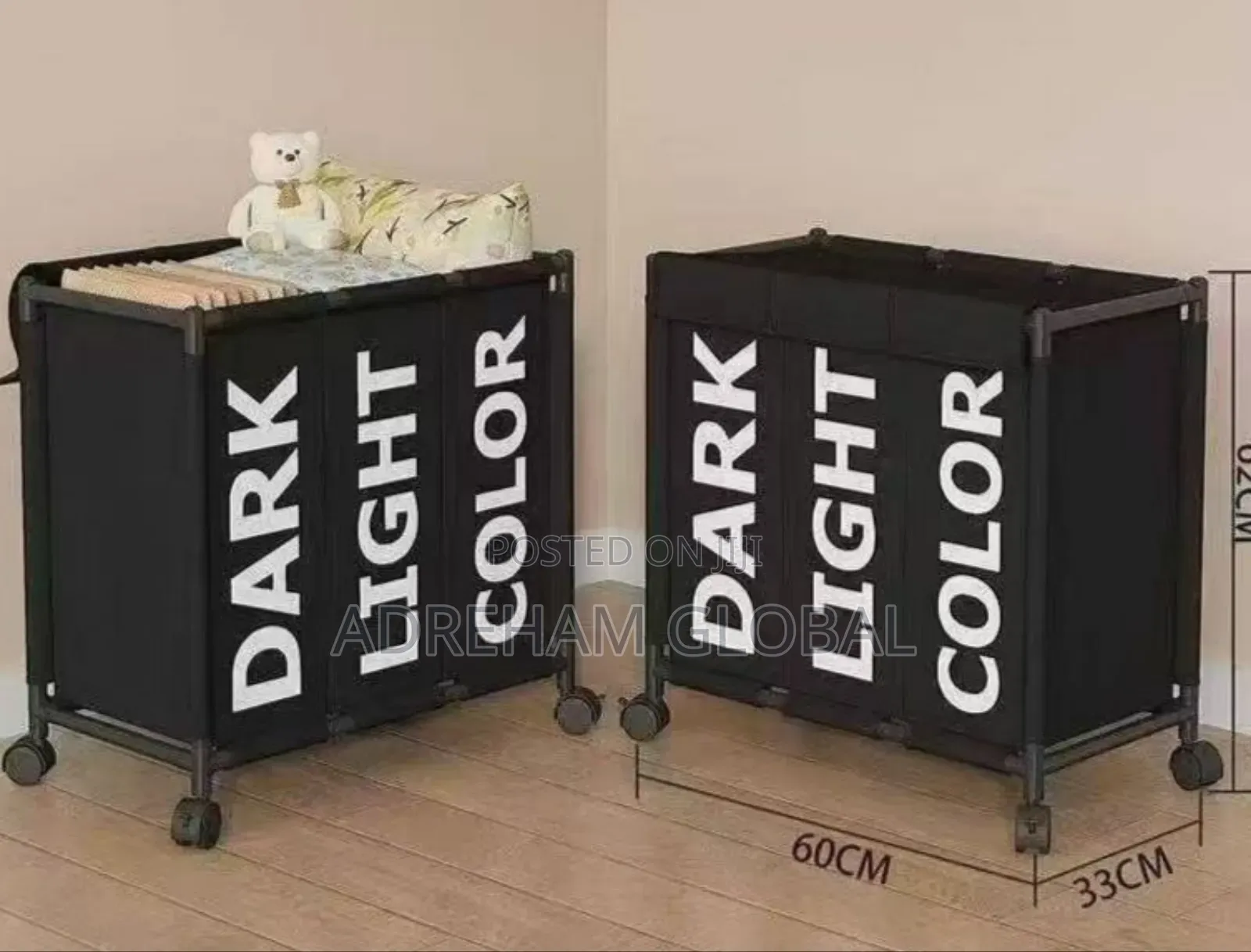 3 Partition Laundry Storage Bag With Tyre