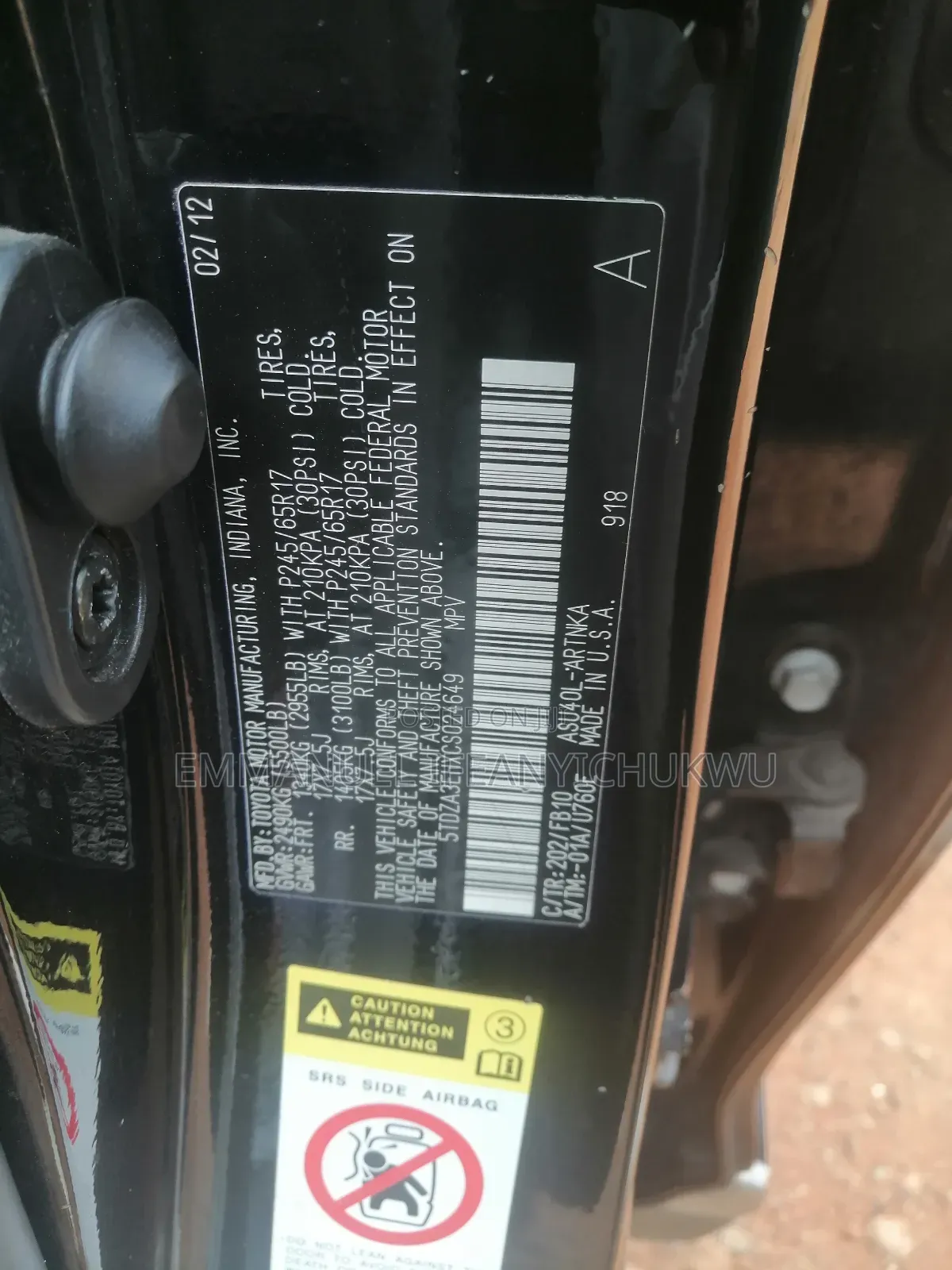 Toyota Highlander SE 2012 Black