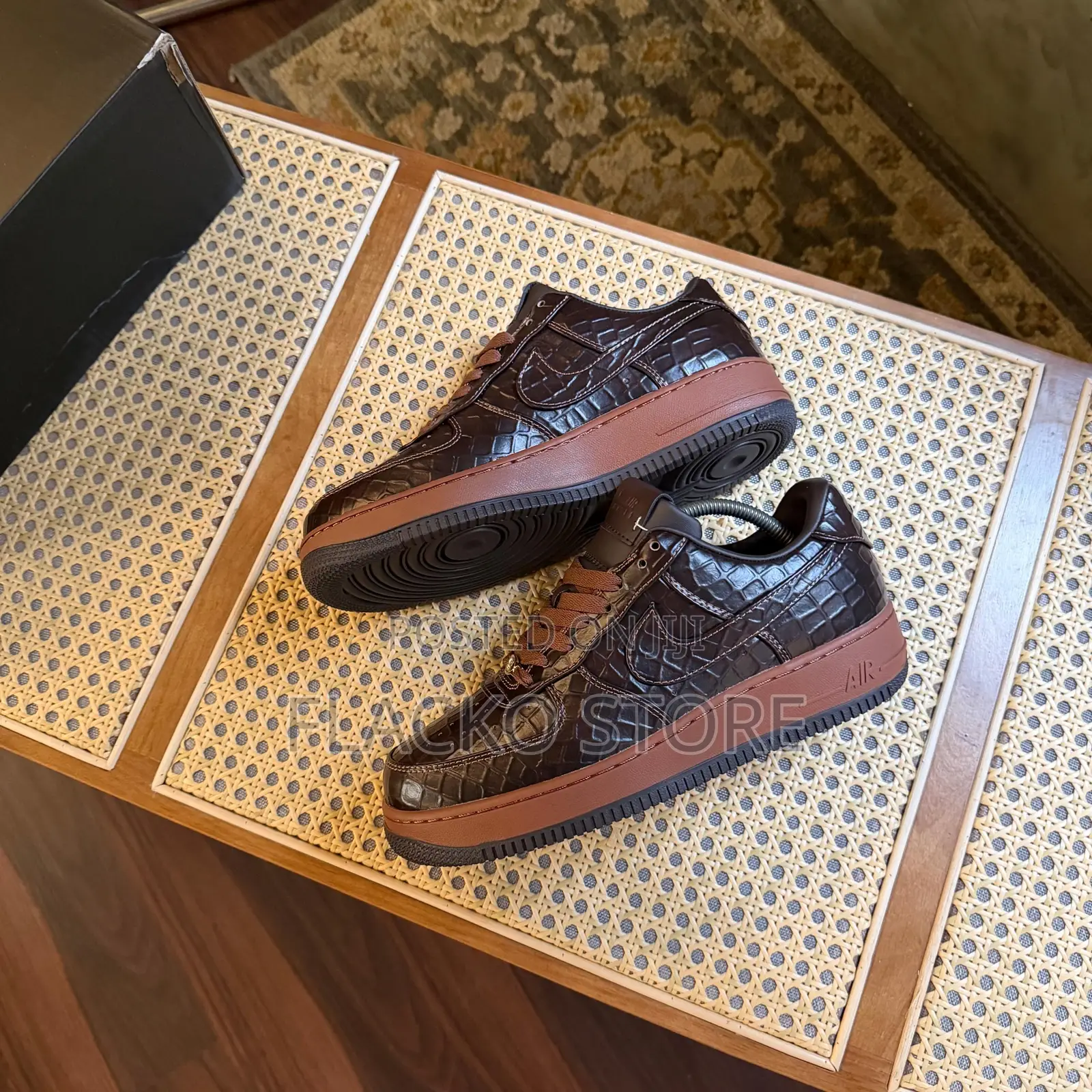 Original Nike Air Force 1 Low Textured Croc Brown Sneakers