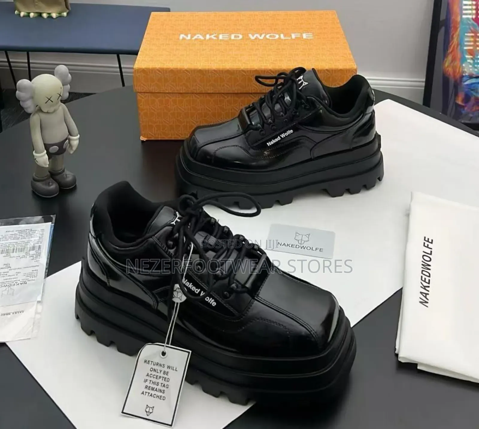 Luxury Naked Wolfe Double Sole Glossy Leather Shoes.