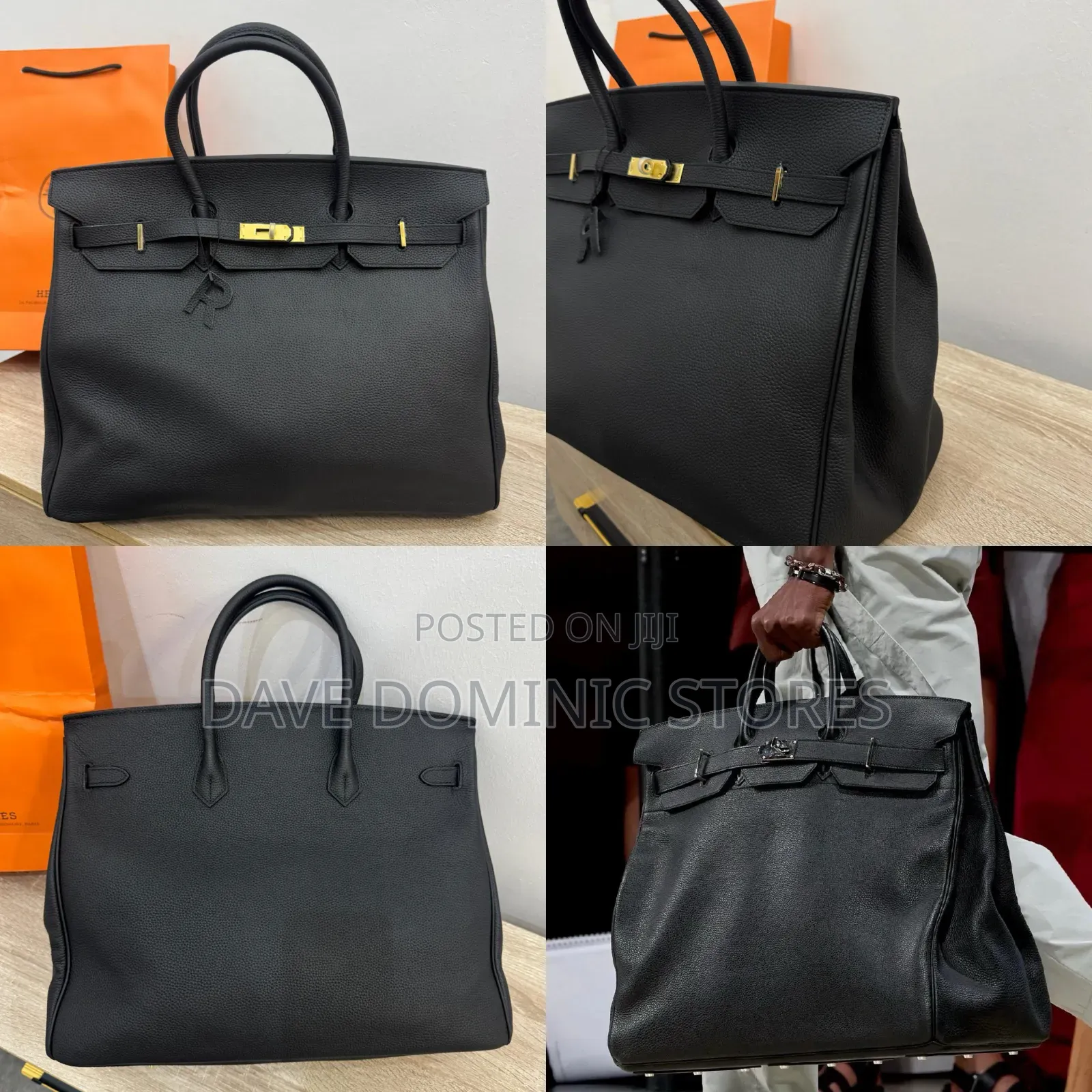 Luxury Men's Hermes Handbag and Slides (Full Package)