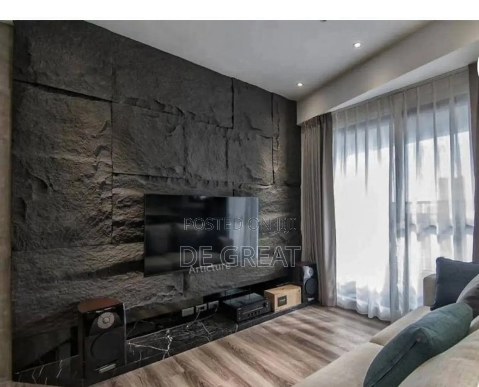 Constructed Tv Console Made With Plywood and Pu Stone