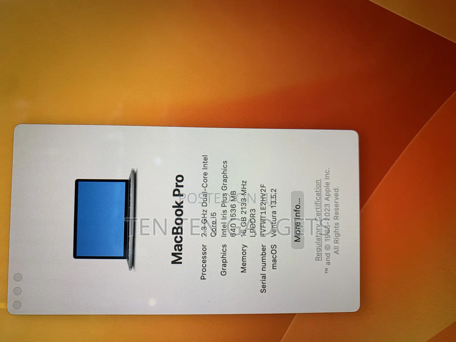 Laptop Apple MacBook Pro 2017 16GB Intel Core I5 SSD 512GB