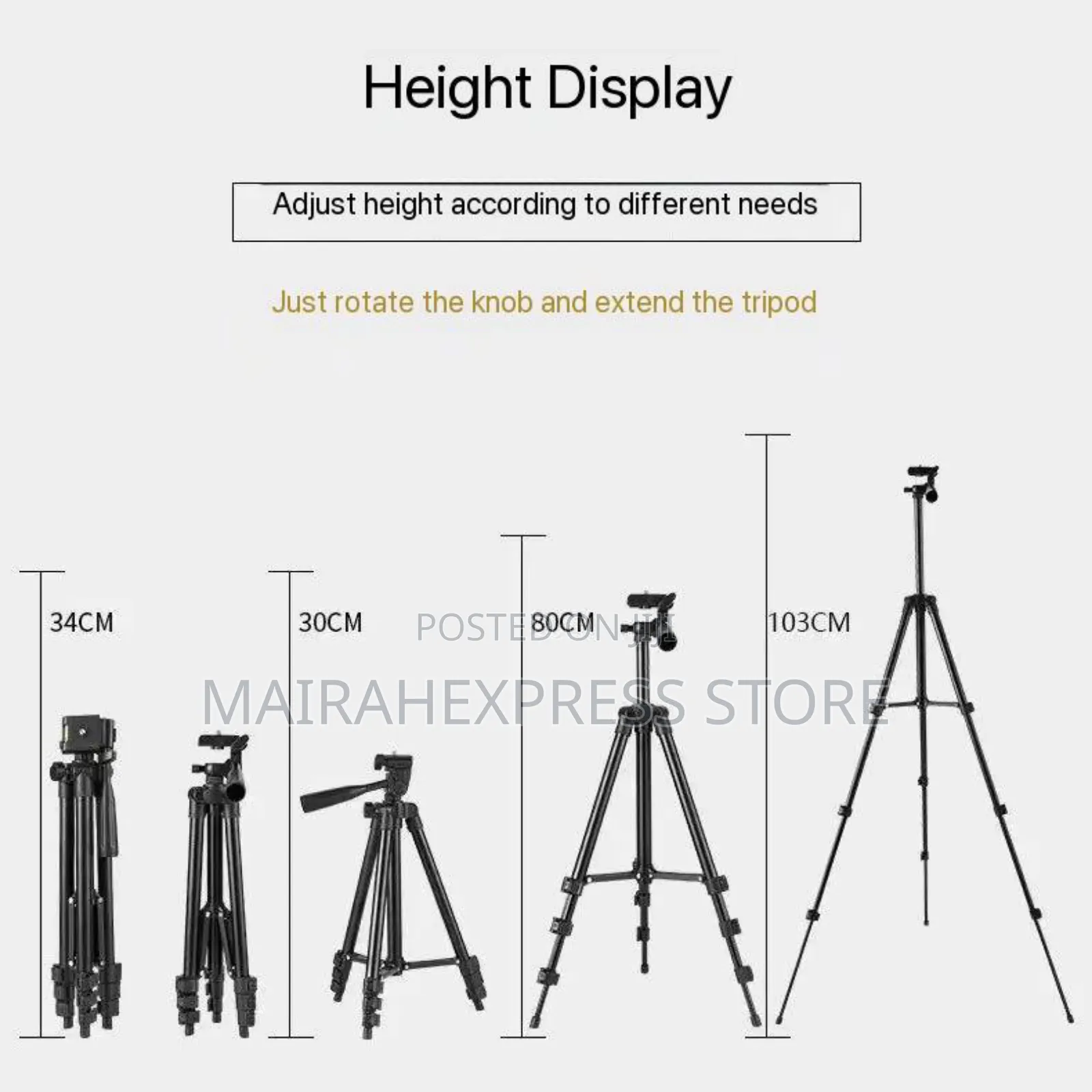 3120a Adjustable Height Portable Camera/Phone Tripod Stand Holder
