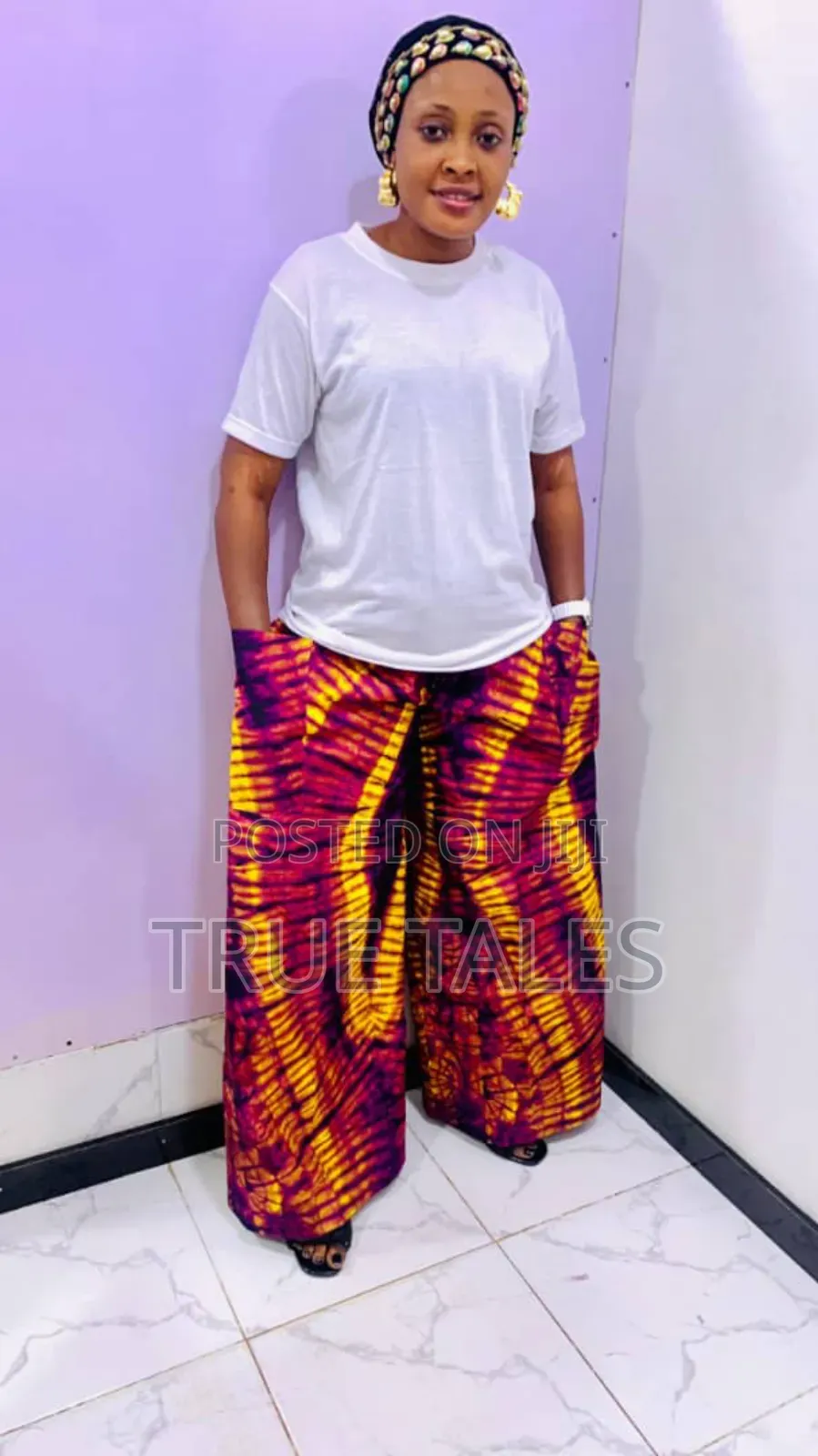 Comfortable Readymade  Ankara/Adire Patterned Palazzo Pants Trousers