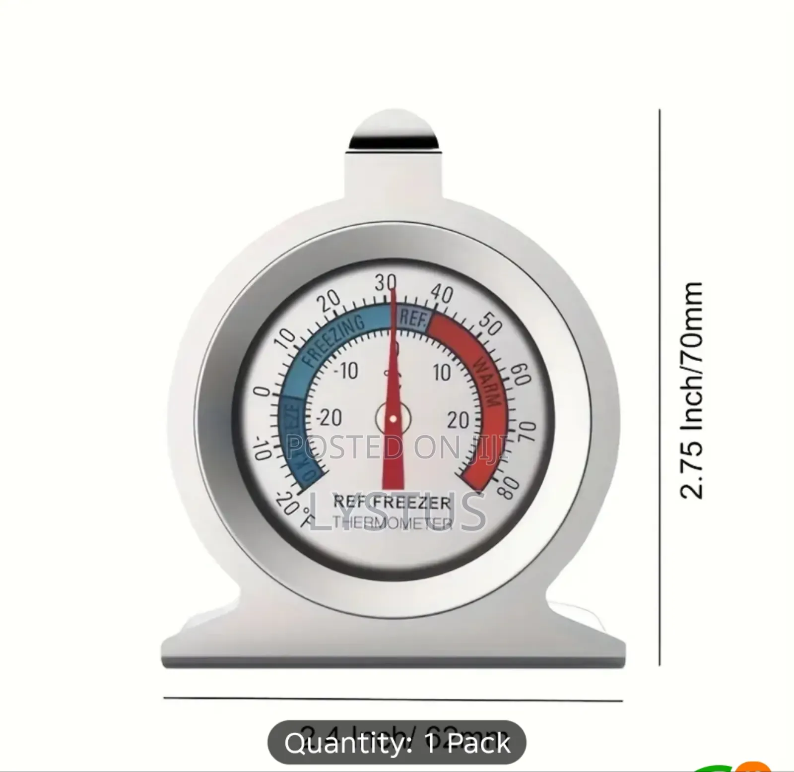 Stainless Steel Freezer/ Fridge Thermometer