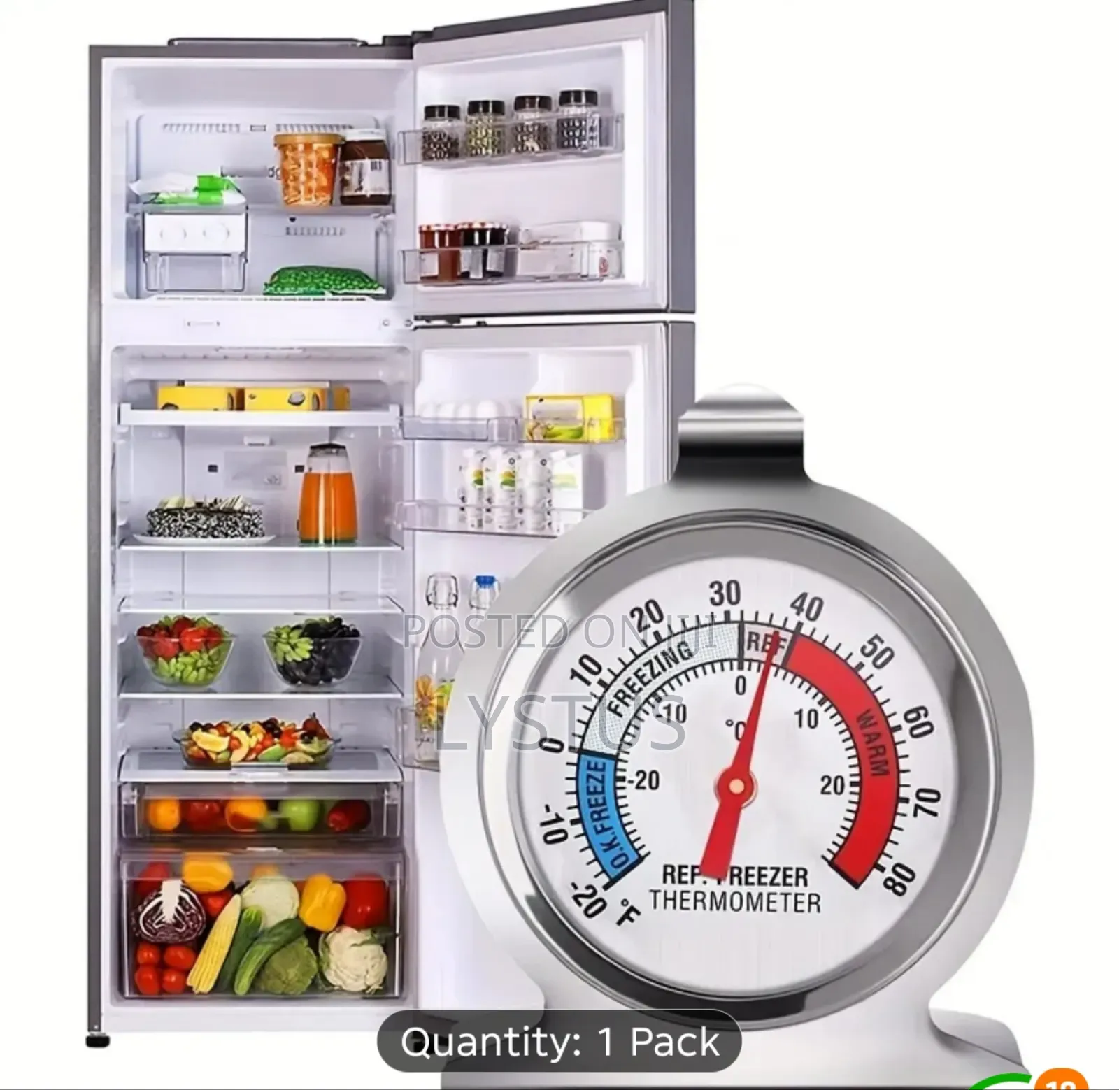 Stainless Steel Freezer/ Fridge Thermometer