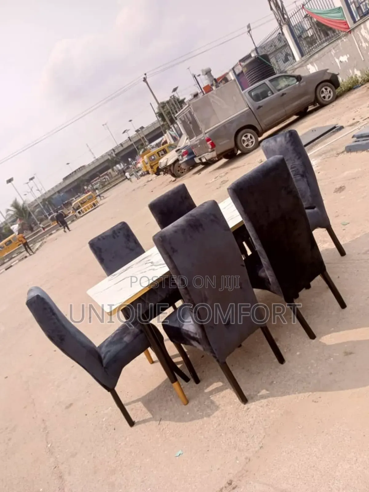 Brand New Top Quality 6 Seaters Faux Marble Dinning Set