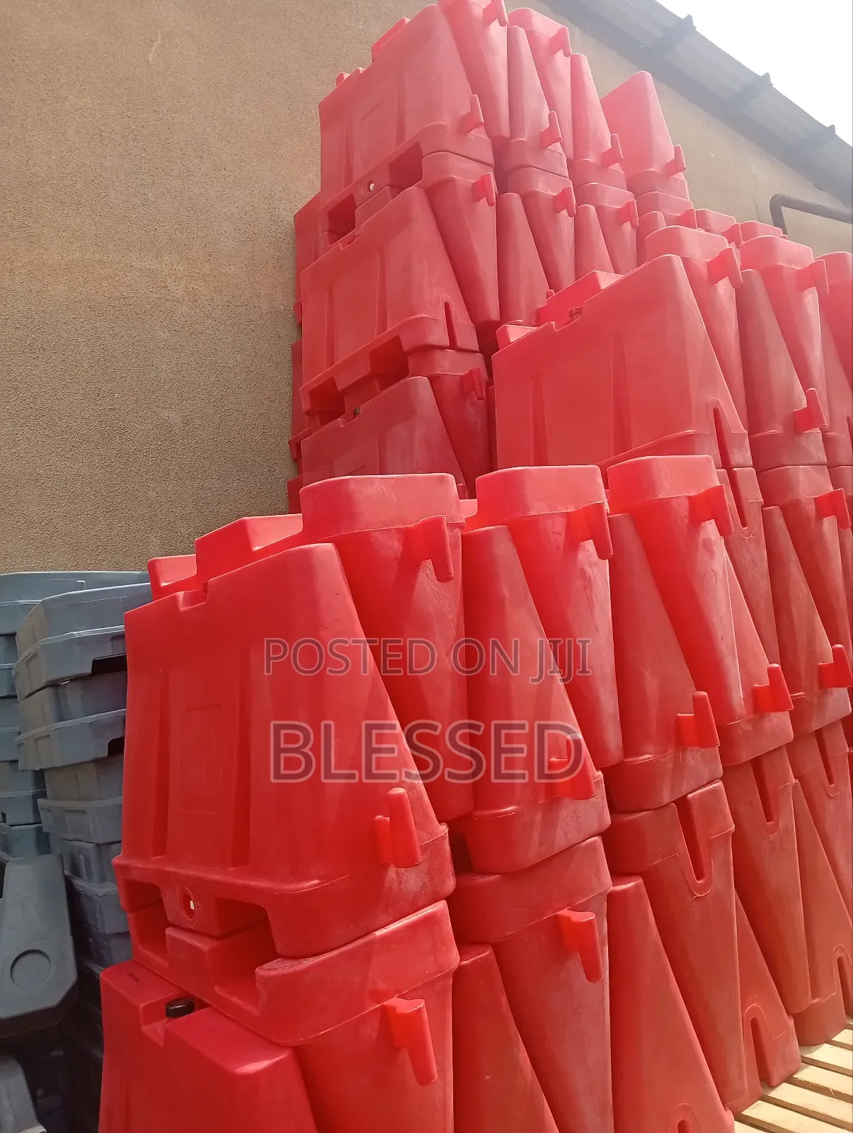 Road Divider Barrier Caution Red and White