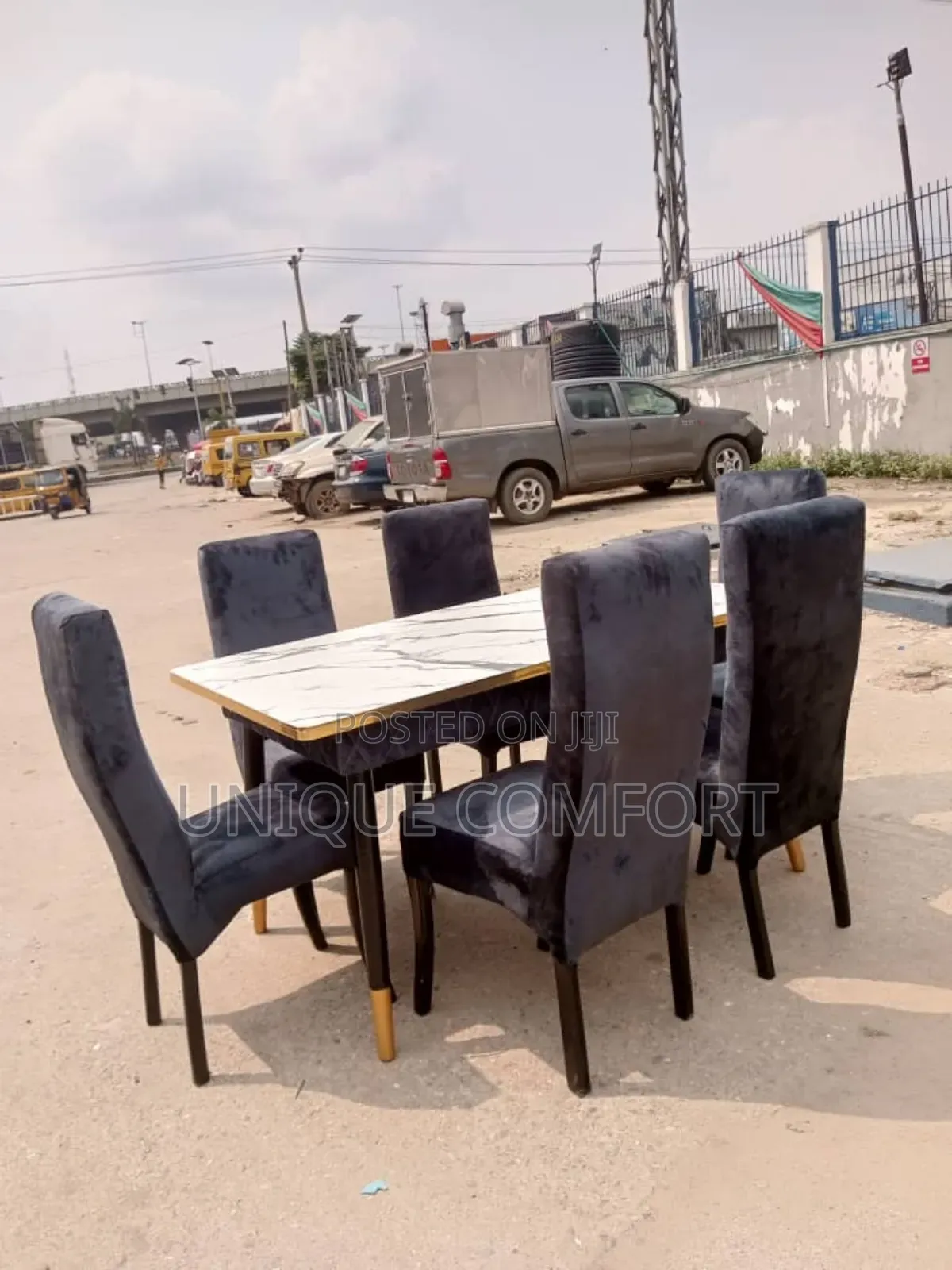 Brand New Top Quality 6 Seaters Faux Marble Luxury Dining Set