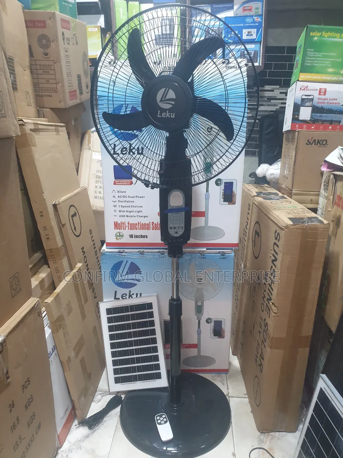 Original 16" Inches Bt Solar Rechargeable Standing Fan With Remote
