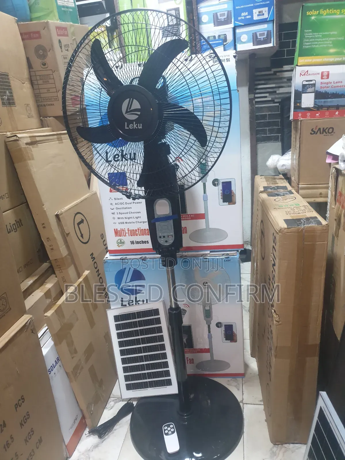 Powerful Bluetooth Speaker Solar Rechargeable Fan 16" With Solar Panel