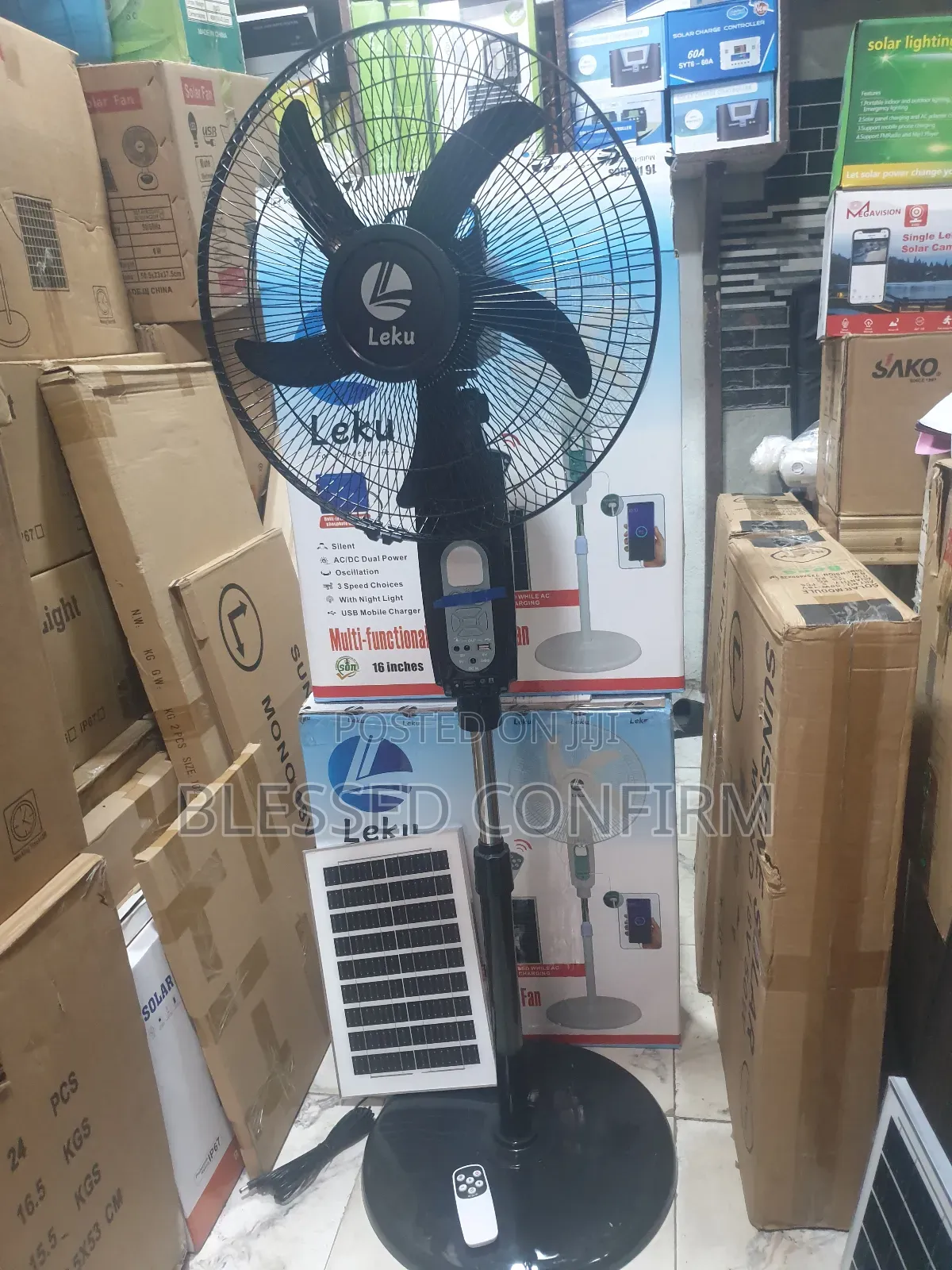 Powerful Bluetooth Speaker Solar Rechargeable Fan 16" With Solar Panel