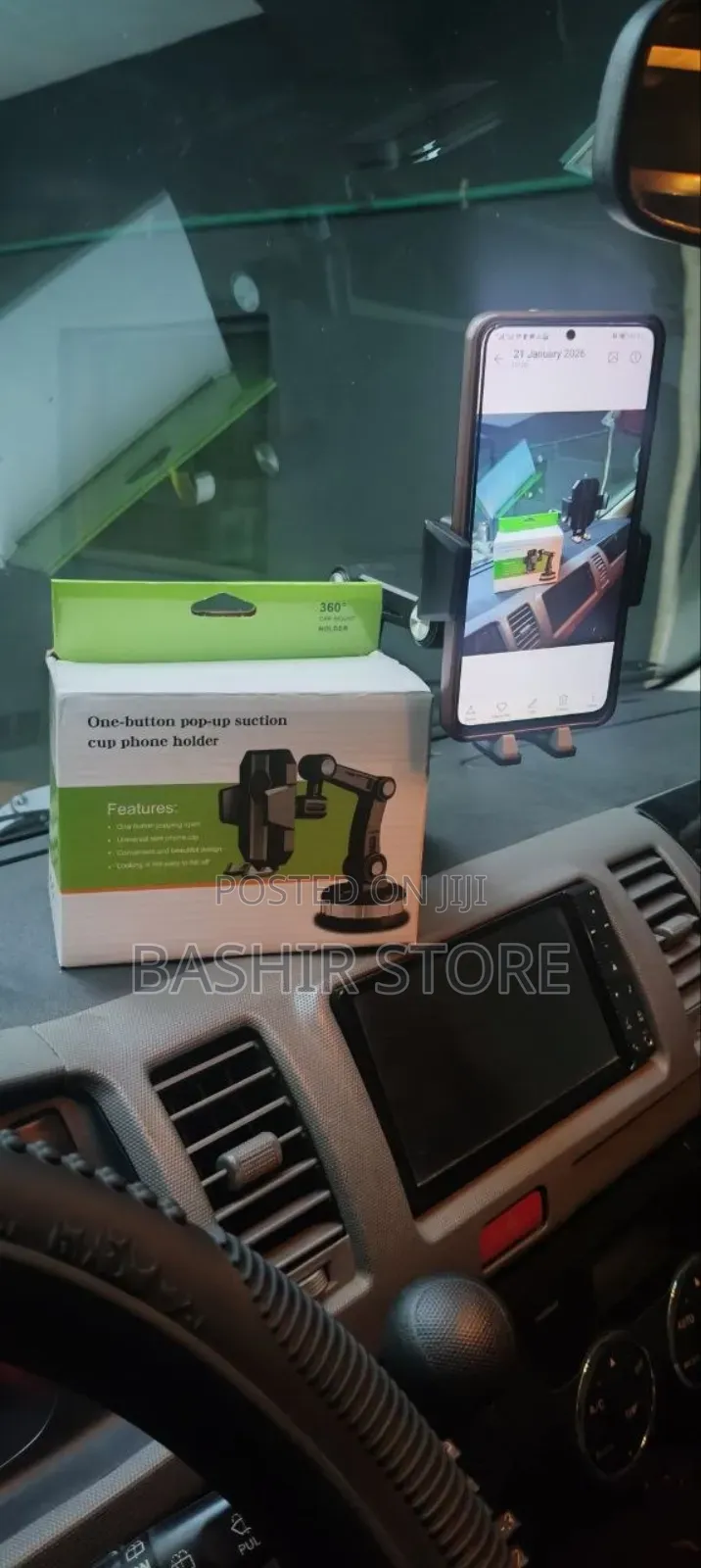 360 Holder" One-Button Pop-Up Suction Cup Phone Holder,